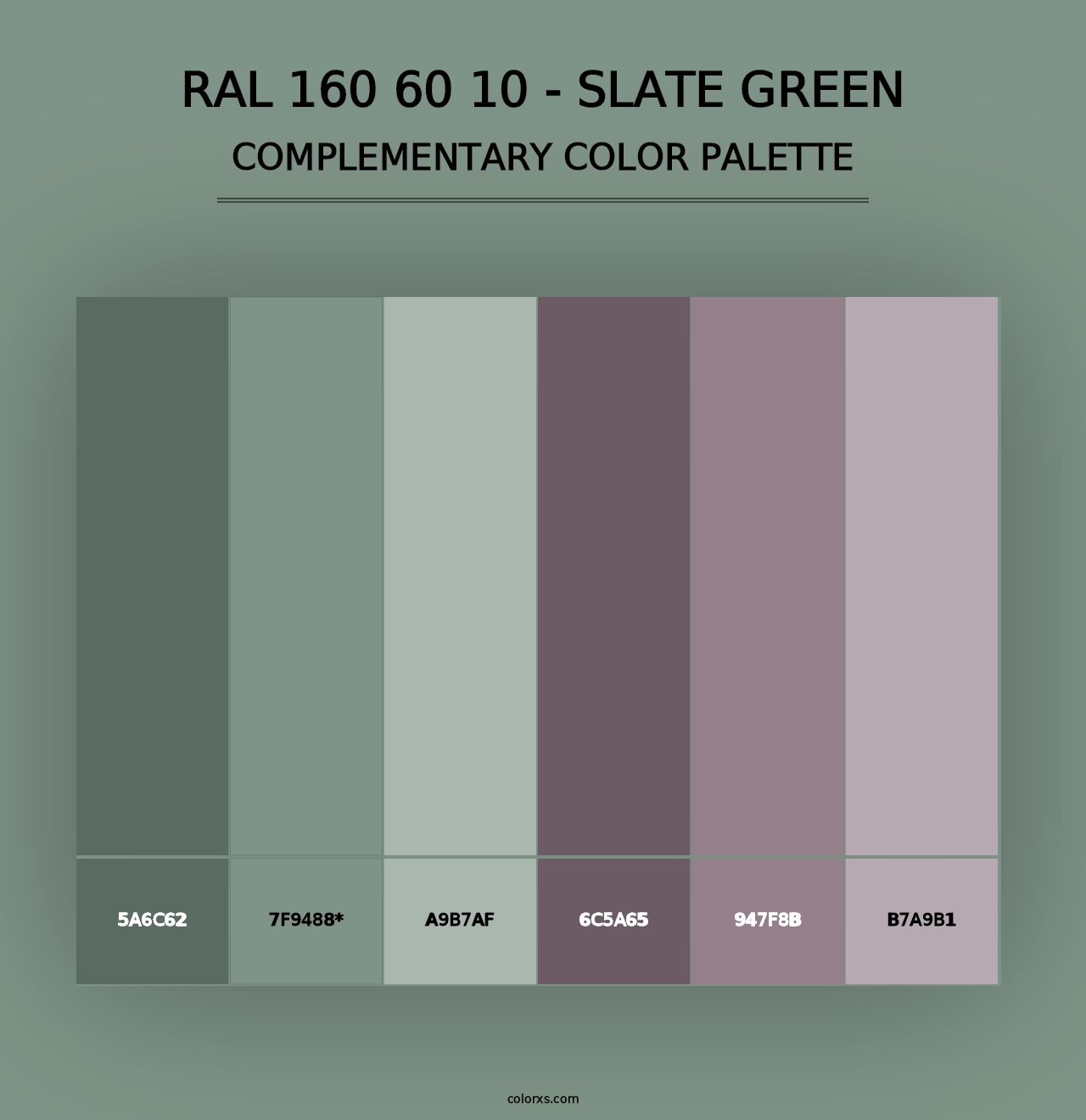 RAL 160 60 10 - Slate Green - Complementary Color Palette