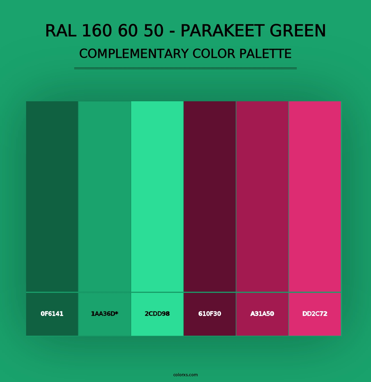 RAL 160 60 50 - Parakeet Green - Complementary Color Palette