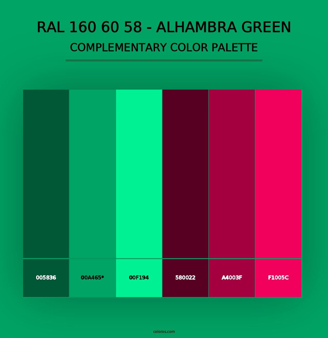 RAL 160 60 58 - Alhambra Green - Complementary Color Palette