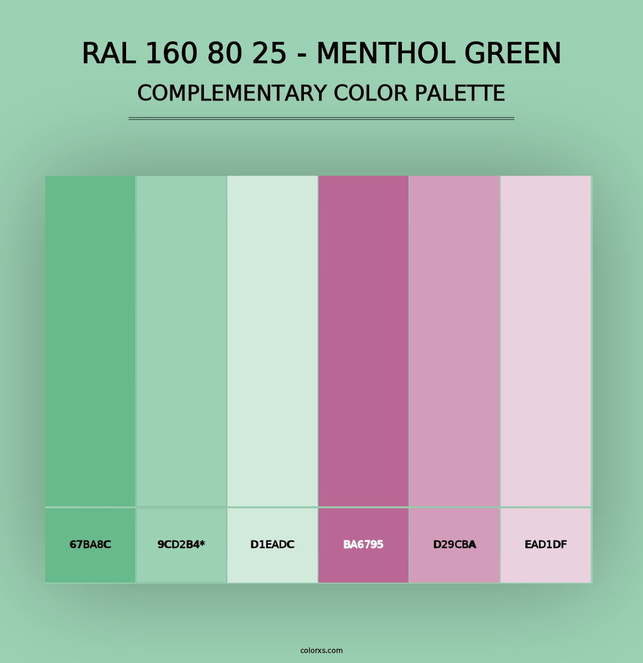 RAL 160 80 25 - Menthol Green - Complementary Color Palette