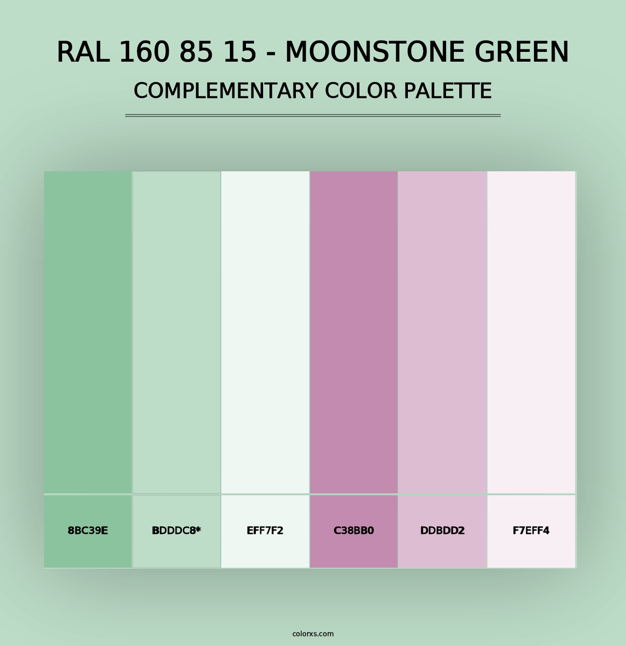 RAL 160 85 15 - Moonstone Green - Complementary Color Palette