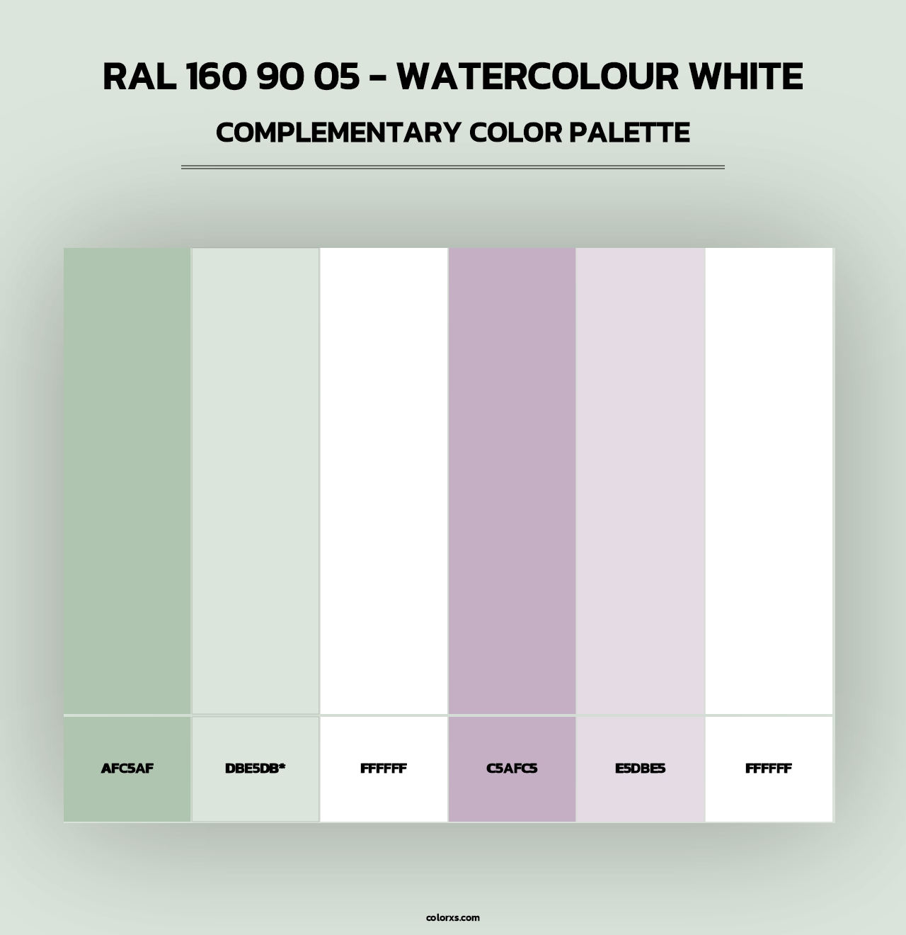 RAL 160 90 05 - Watercolour White - Complementary Color Palette