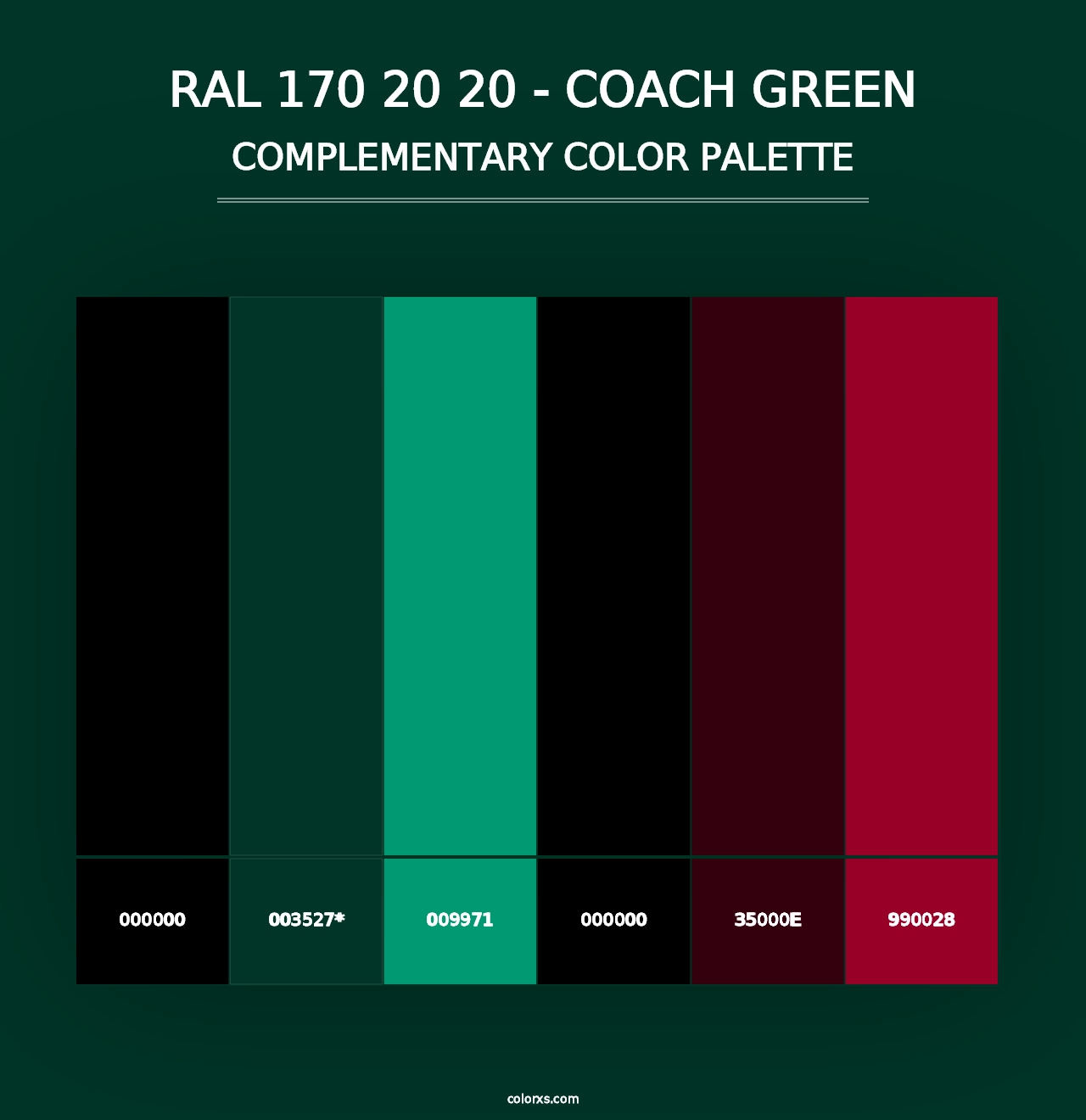 RAL 170 20 20 - Coach Green - Complementary Color Palette