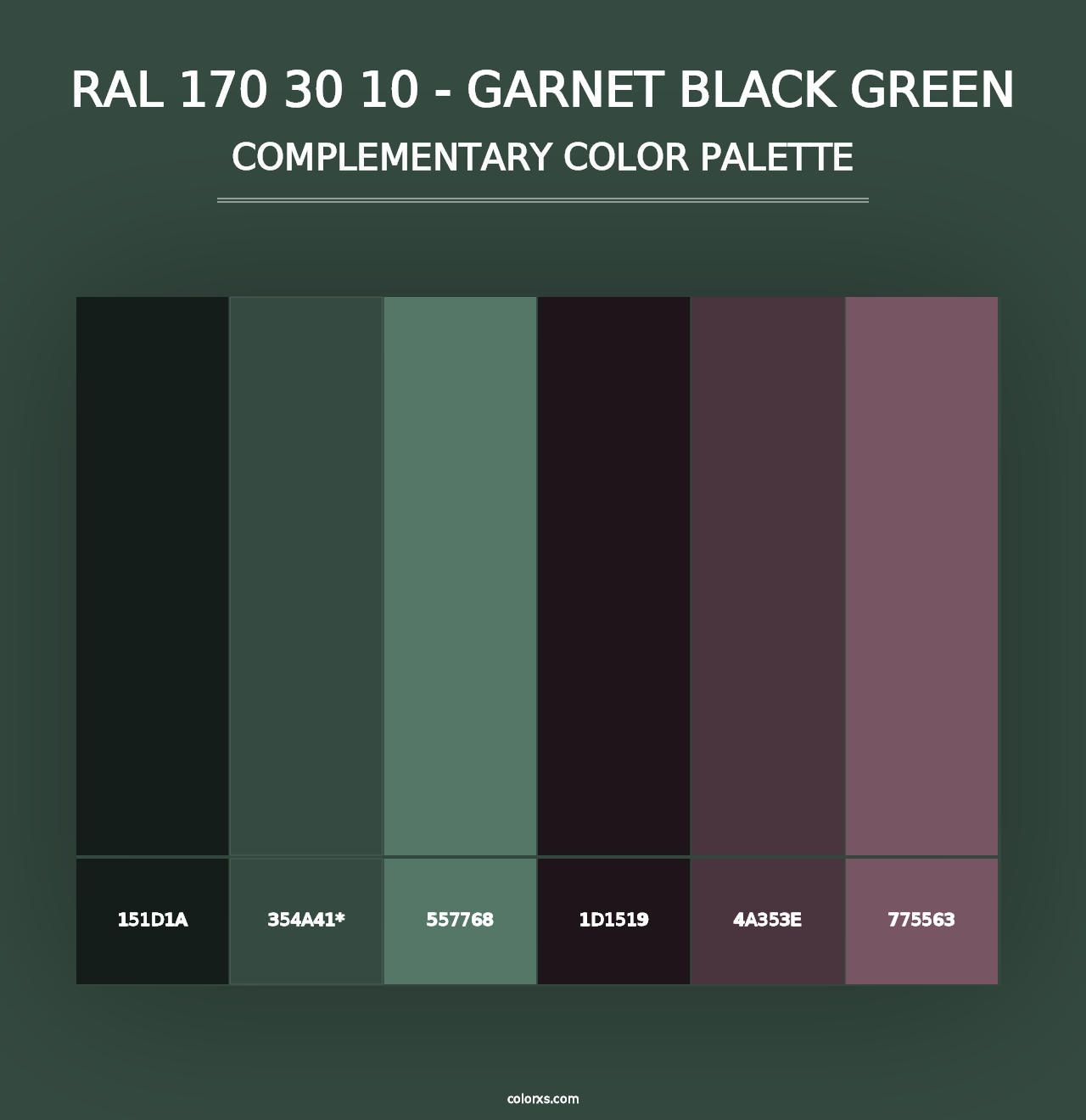 RAL 170 30 10 - Garnet Black Green - Complementary Color Palette