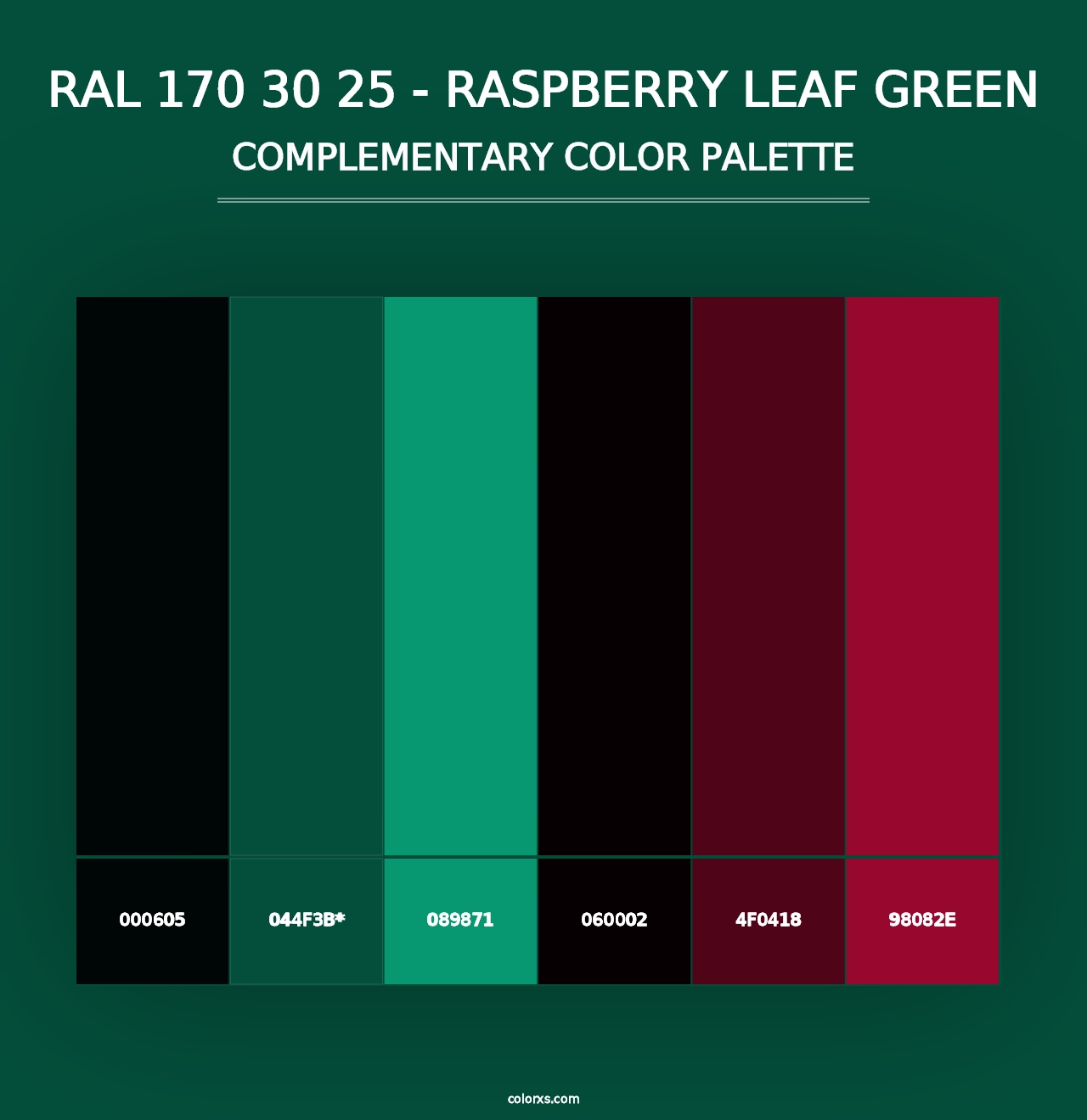 RAL 170 30 25 - Raspberry Leaf Green - Complementary Color Palette