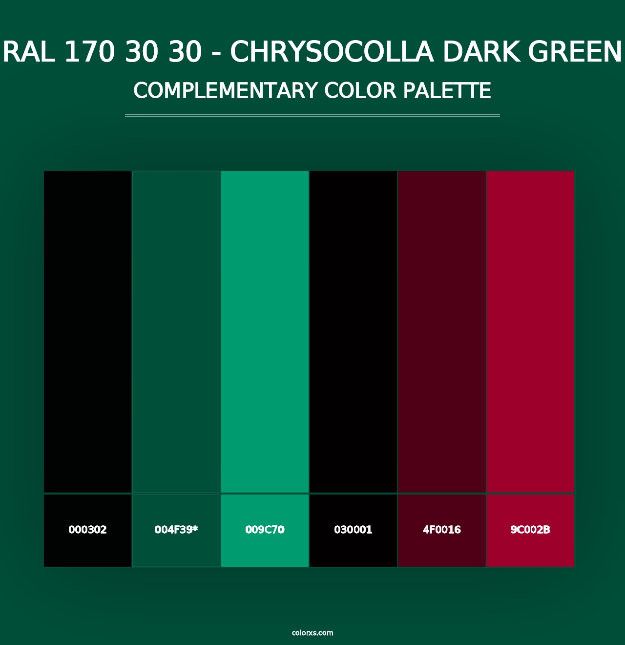 RAL 170 30 30 - Chrysocolla Dark Green - Complementary Color Palette