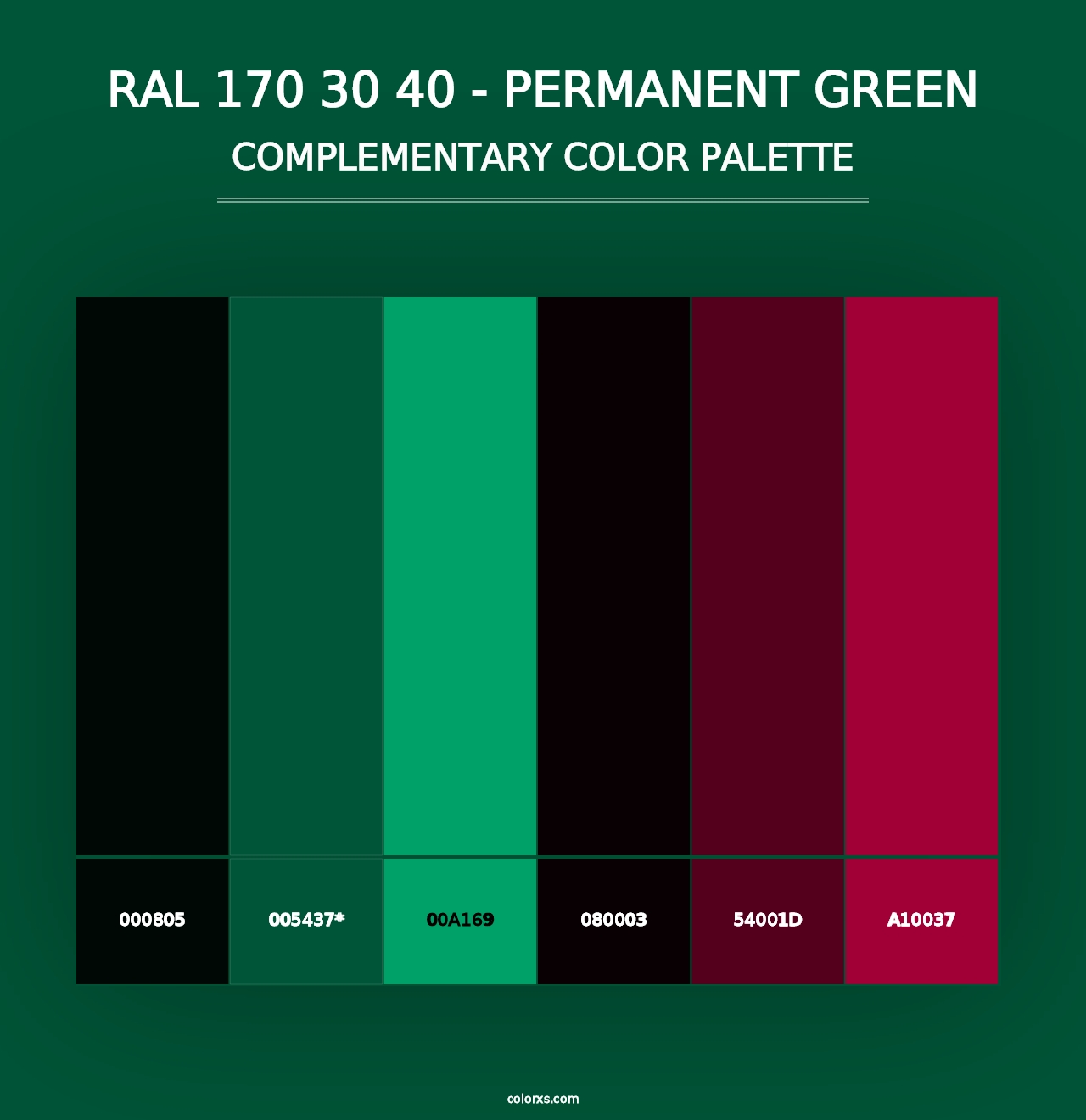 RAL 170 30 40 - Permanent Green - Complementary Color Palette