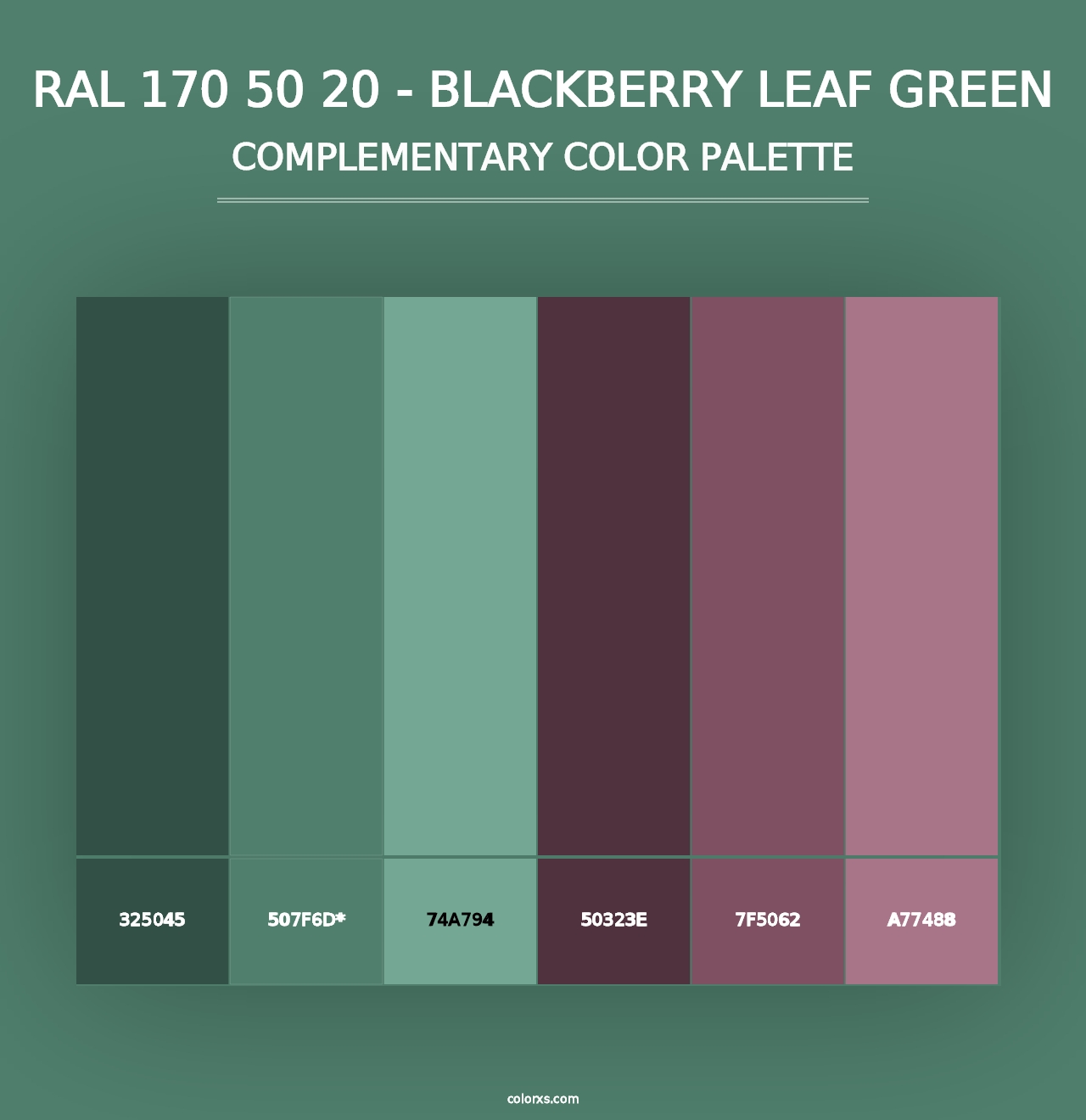 RAL 170 50 20 - Blackberry Leaf Green - Complementary Color Palette