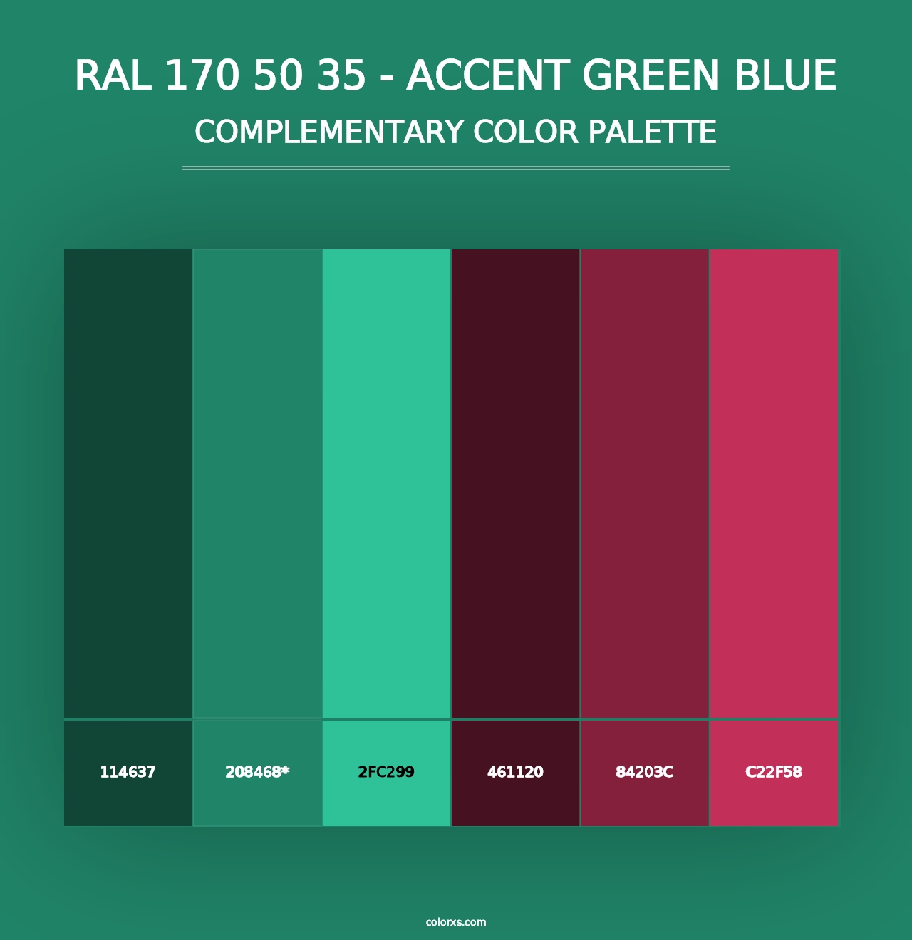 RAL 170 50 35 - Accent Green Blue - Complementary Color Palette