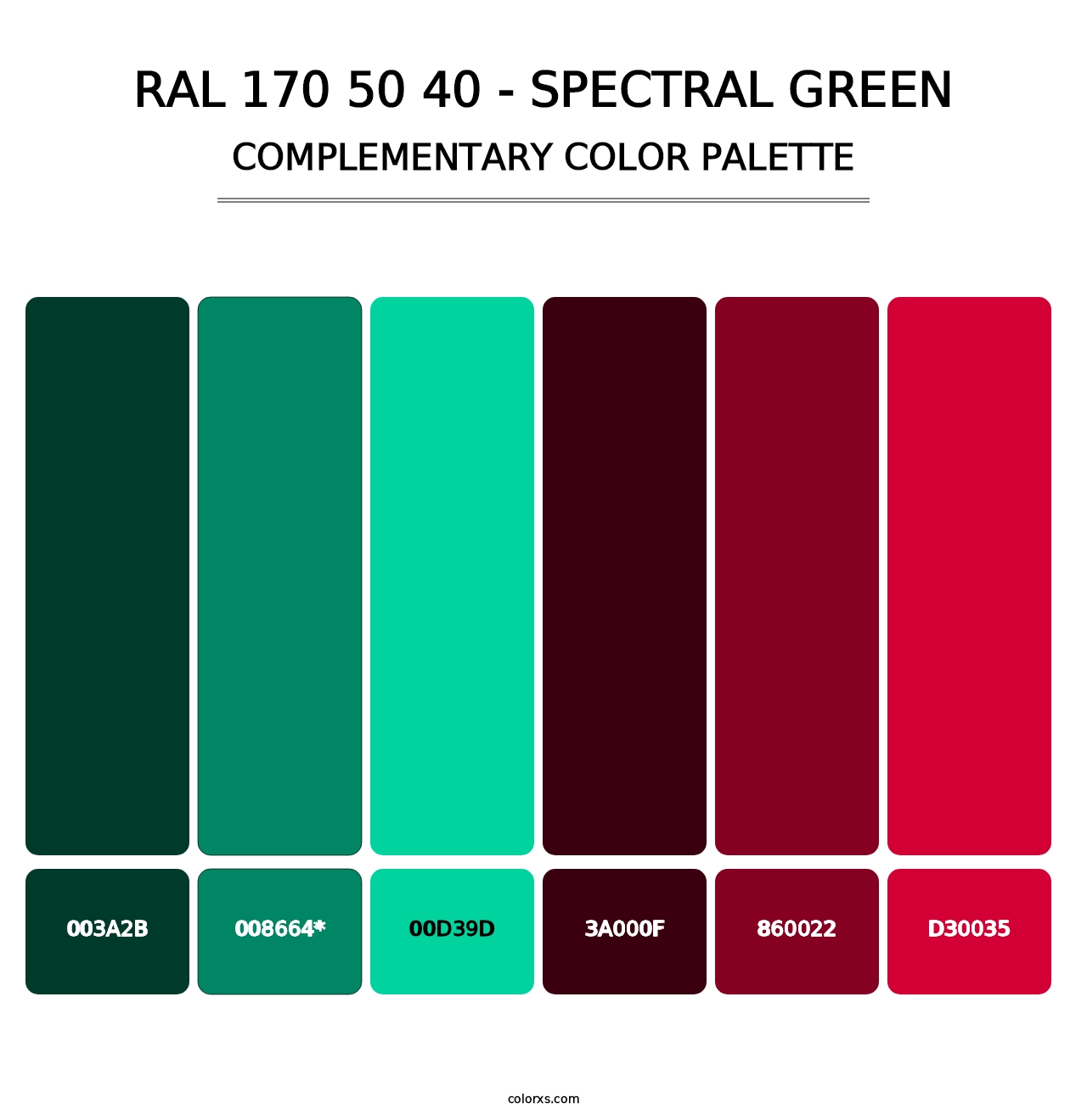 RAL 170 50 40 - Spectral Green - Complementary Color Palette