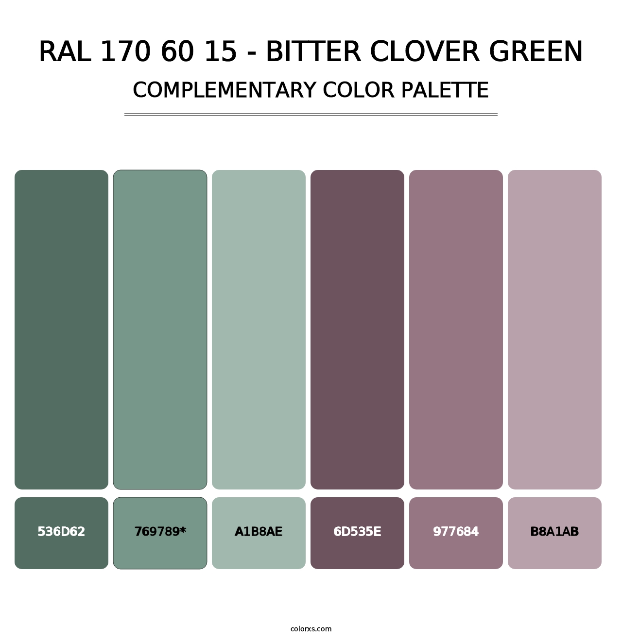 RAL 170 60 15 - Bitter Clover Green - Complementary Color Palette