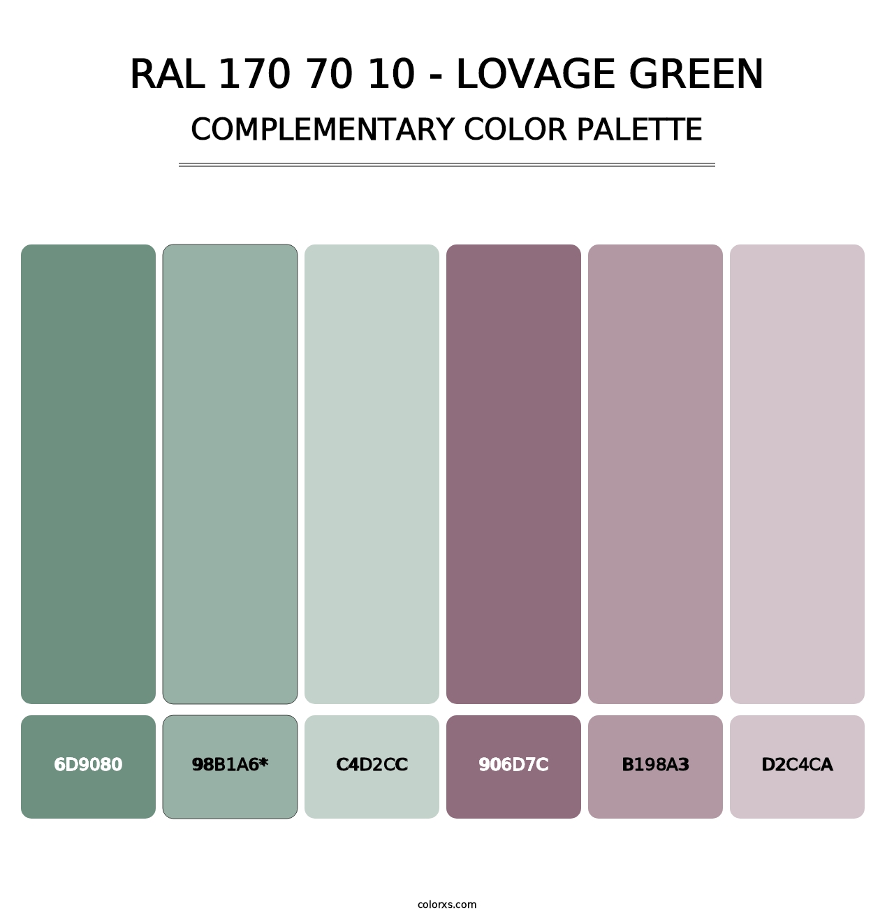 RAL 170 70 10 - Lovage Green - Complementary Color Palette