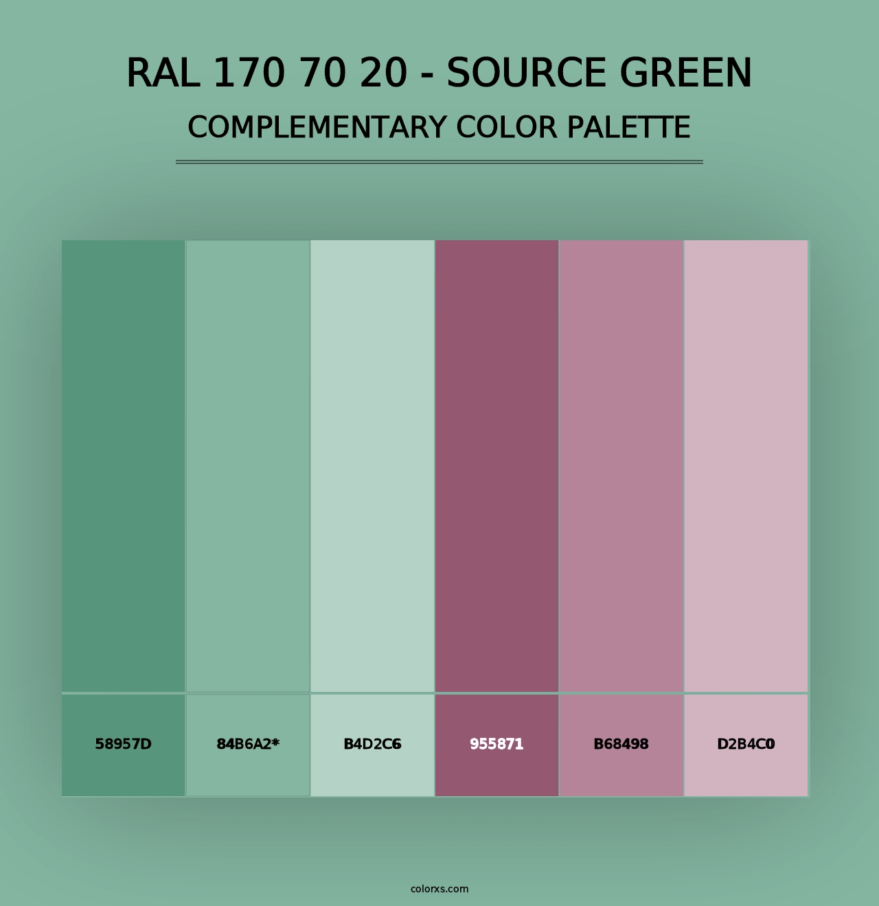 RAL 170 70 20 - Source Green - Complementary Color Palette