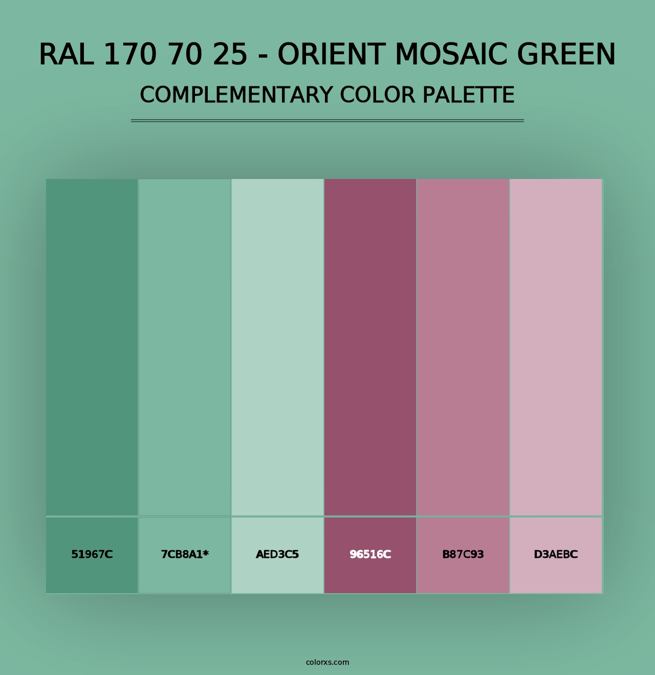 RAL 170 70 25 - Orient Mosaic Green - Complementary Color Palette