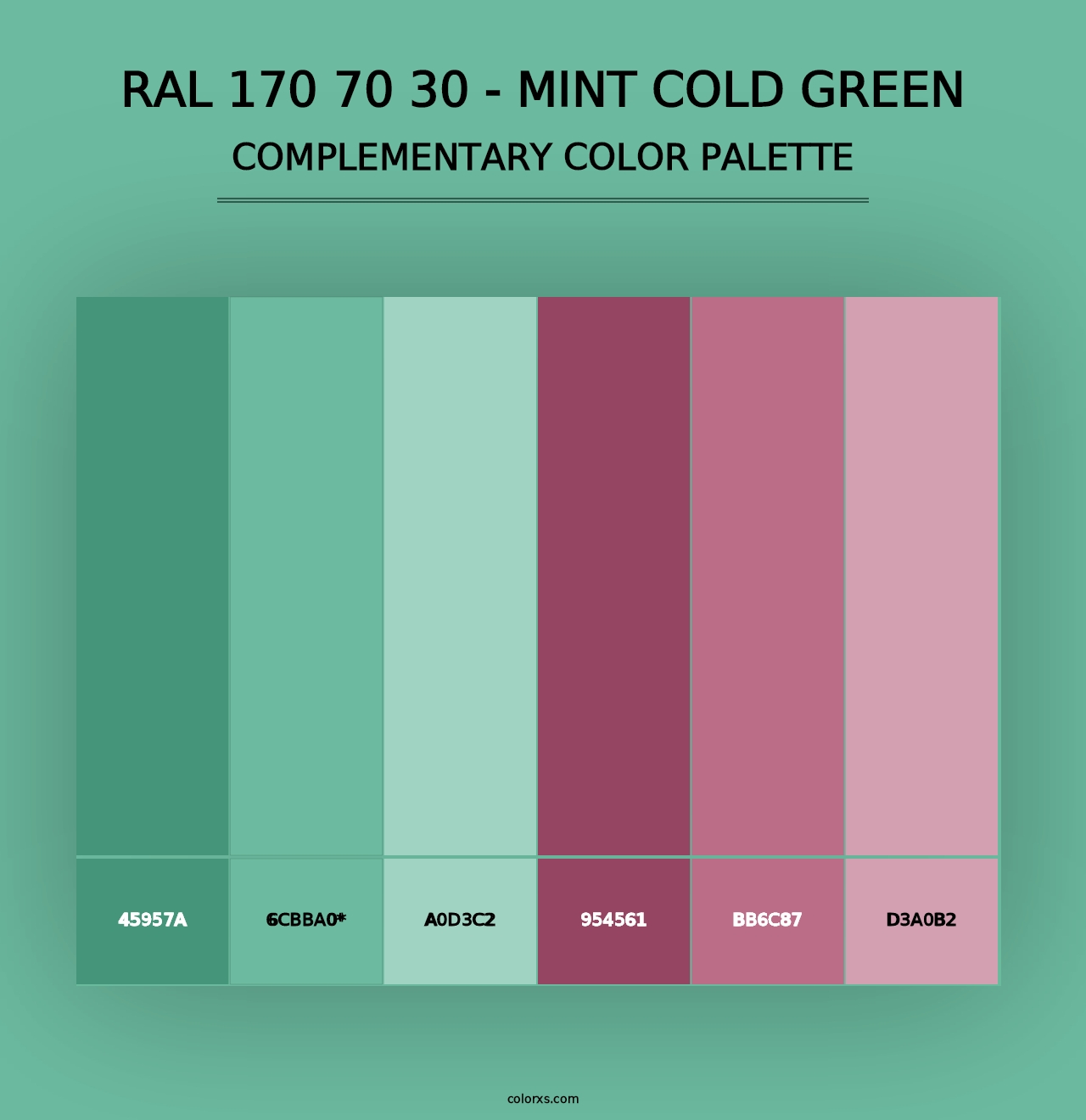 RAL 170 70 30 - Mint Cold Green - Complementary Color Palette