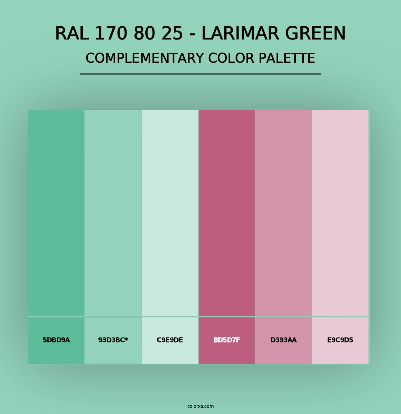 RAL 170 80 25 - Larimar Green - Complementary Color Palette