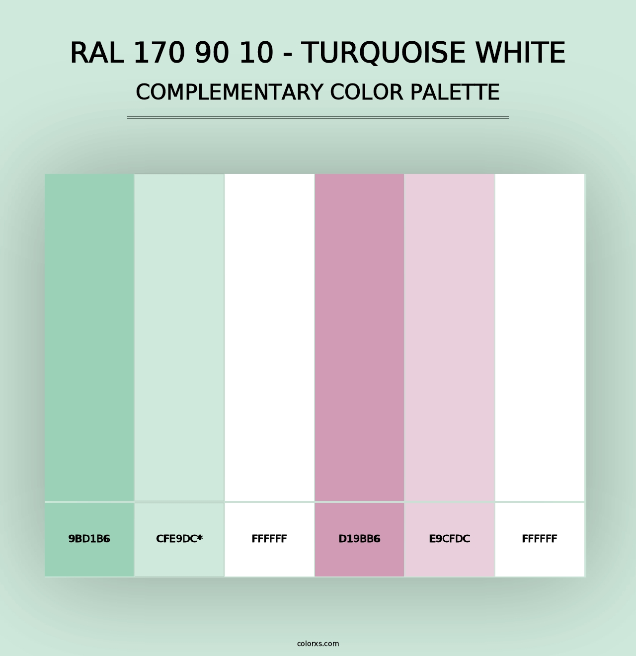 RAL 170 90 10 - Turquoise White - Complementary Color Palette