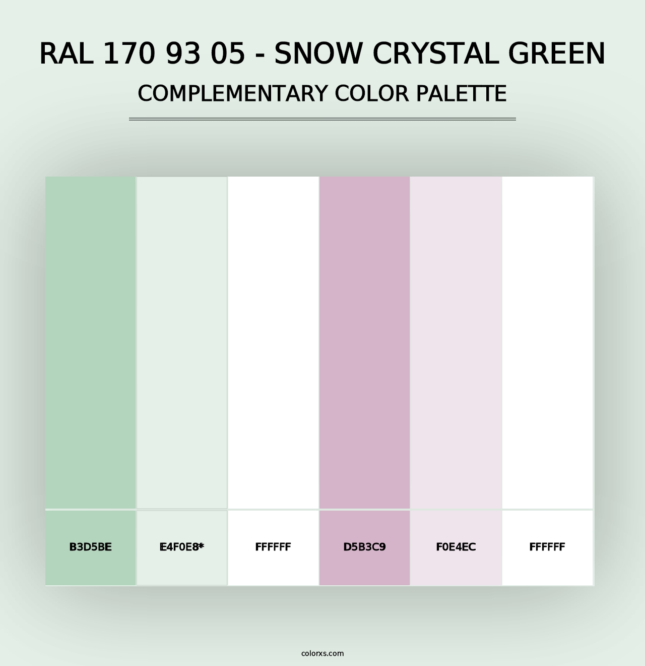 RAL 170 93 05 - Snow Crystal Green - Complementary Color Palette