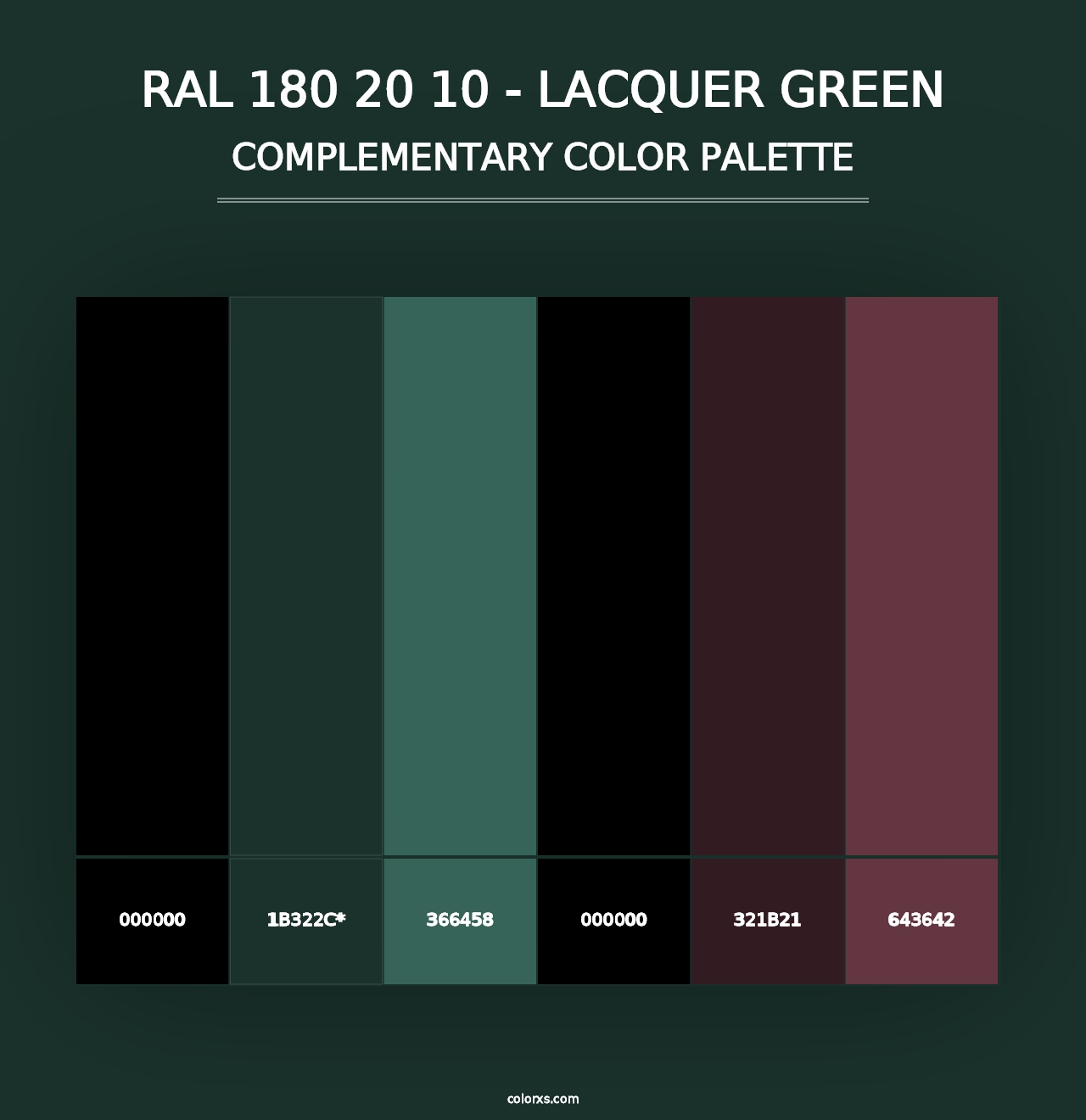 RAL 180 20 10 - Lacquer Green - Complementary Color Palette