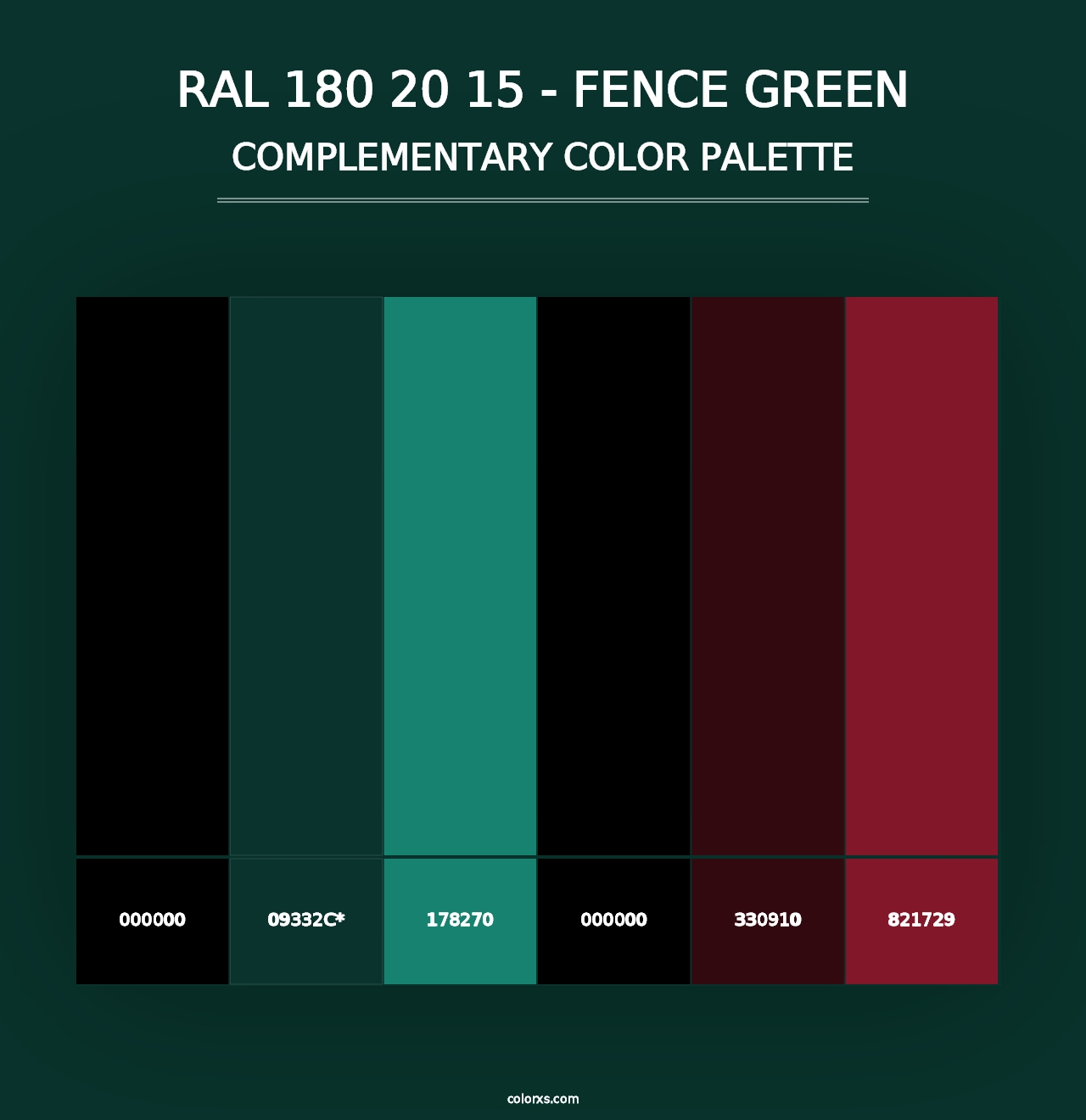 RAL 180 20 15 - Fence Green - Complementary Color Palette