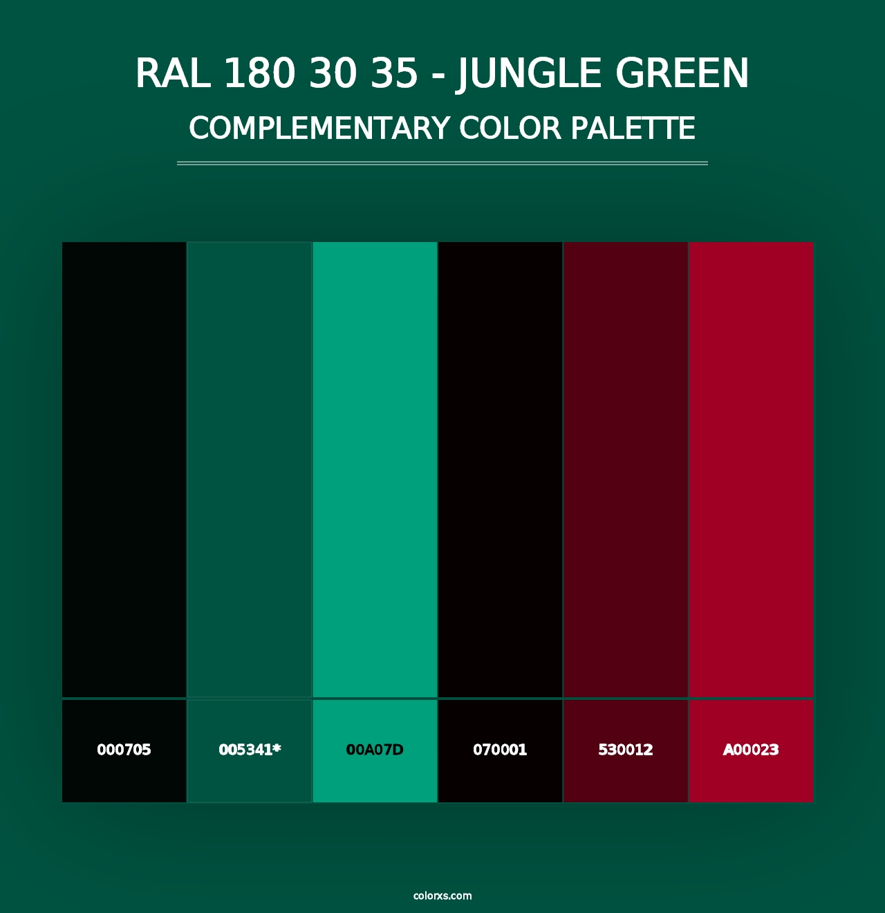 RAL 180 30 35 - Jungle Green - Complementary Color Palette