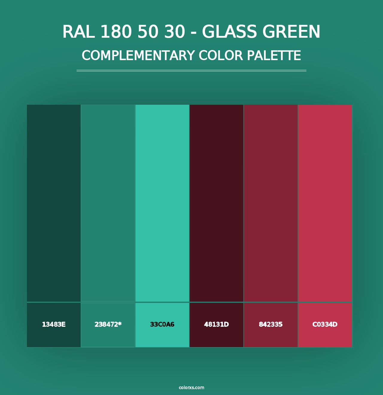 RAL 180 50 30 - Glass Green - Complementary Color Palette