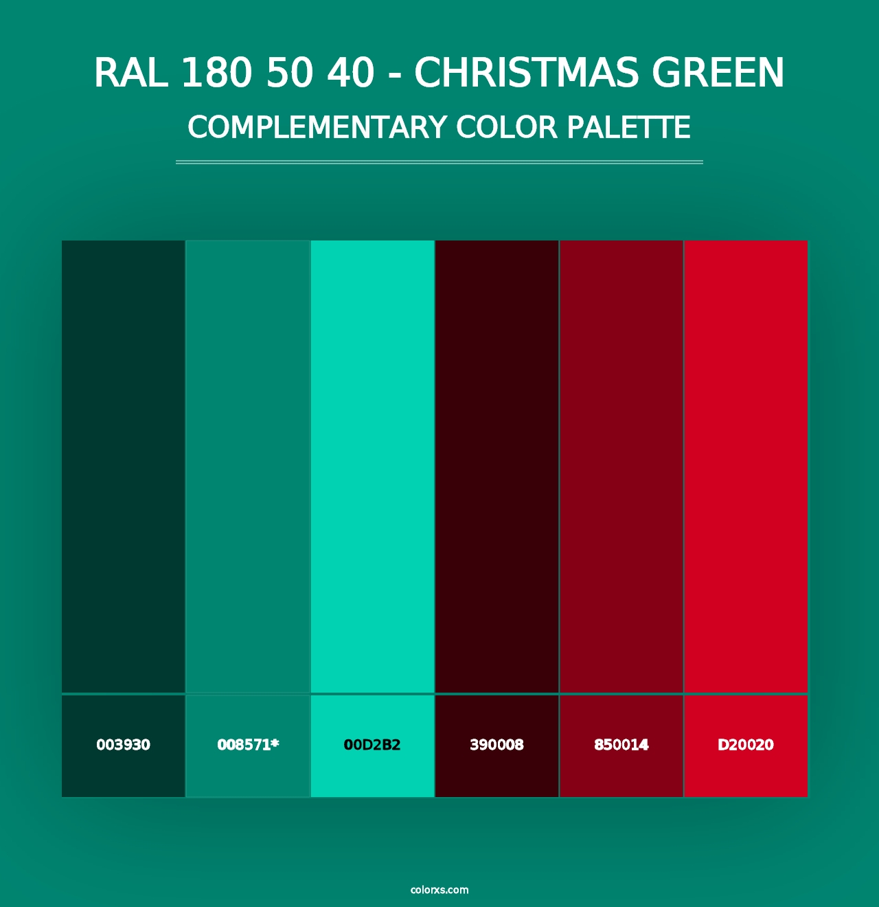 RAL 180 50 40 - Christmas Green - Complementary Color Palette