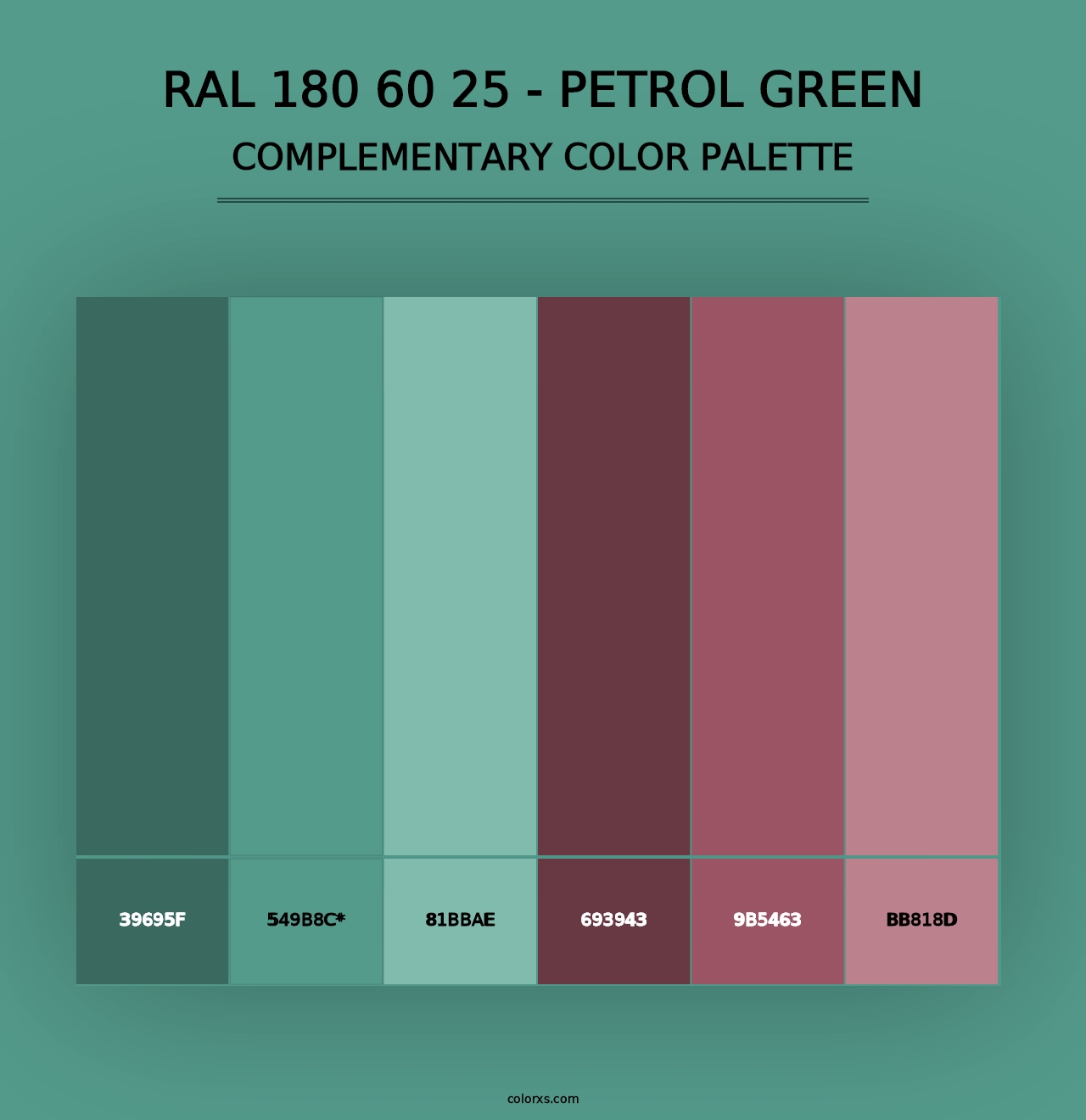 RAL 180 60 25 - Petrol Green - Complementary Color Palette