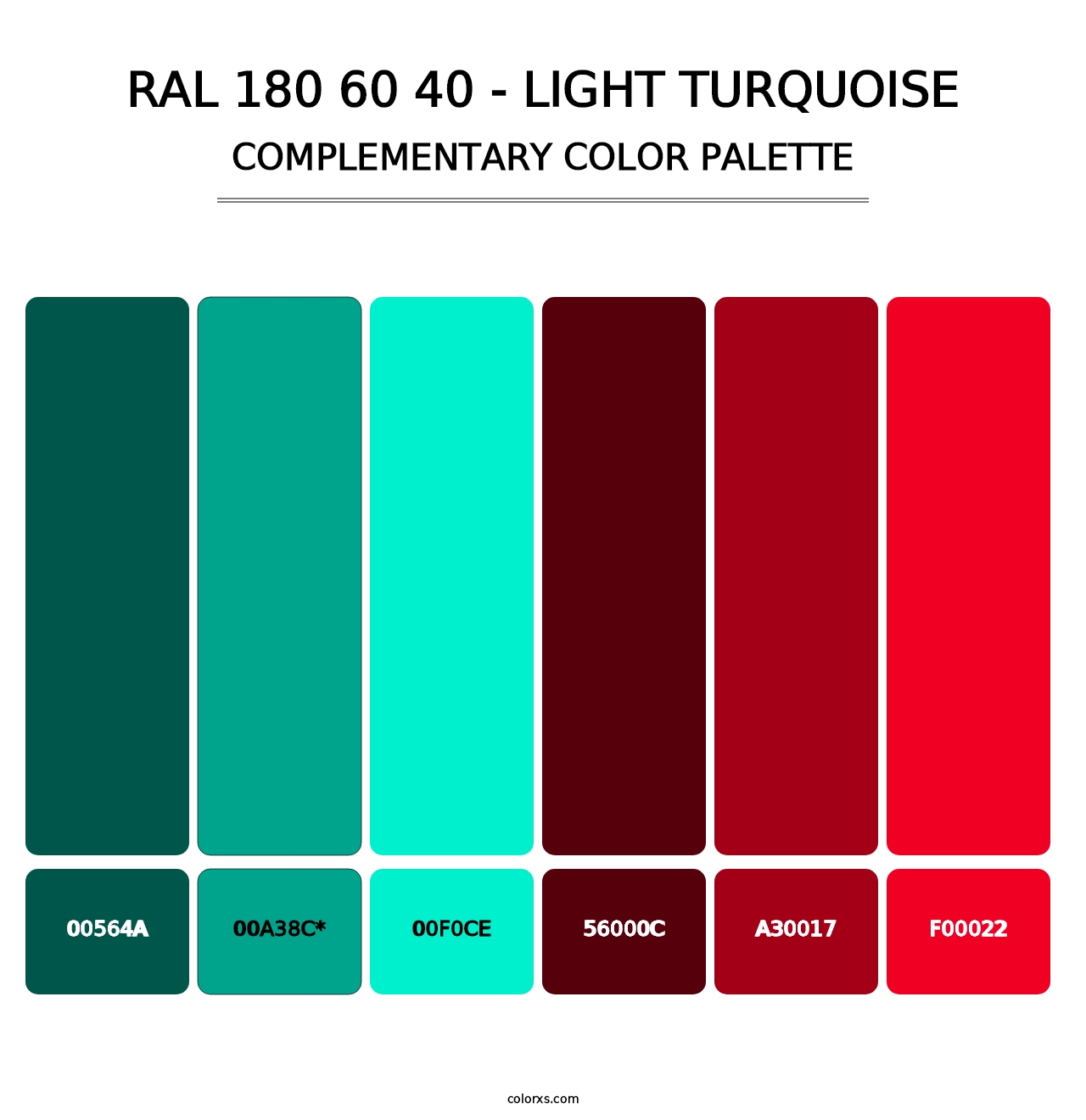 RAL 180 60 40 - Light Turquoise - Complementary Color Palette