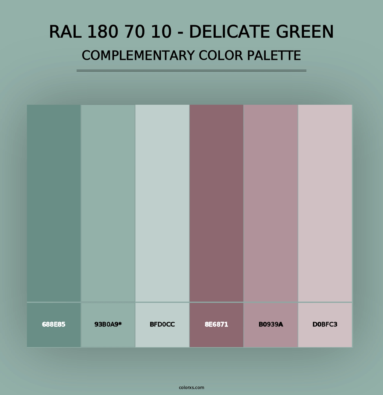 RAL 180 70 10 - Delicate Green - Complementary Color Palette