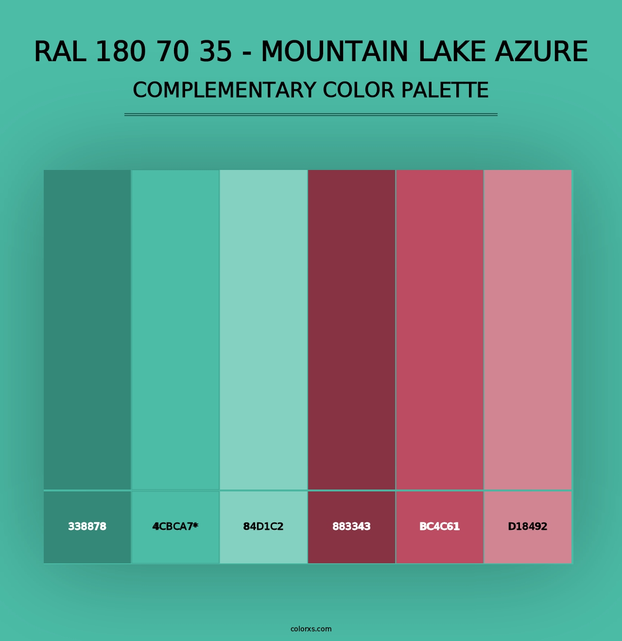 RAL 180 70 35 - Mountain Lake Azure - Complementary Color Palette