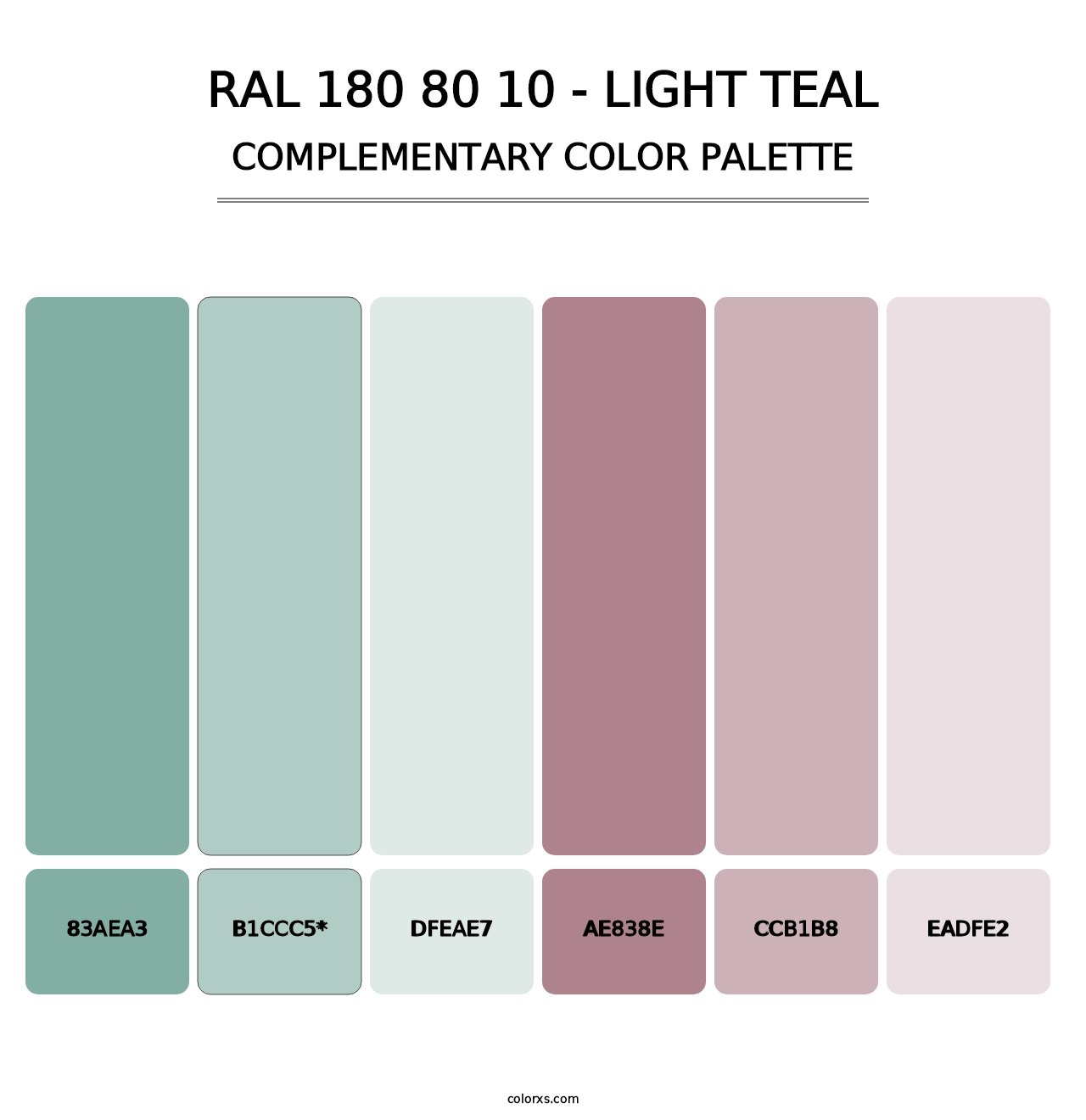 RAL 180 80 10 - Light Teal - Complementary Color Palette