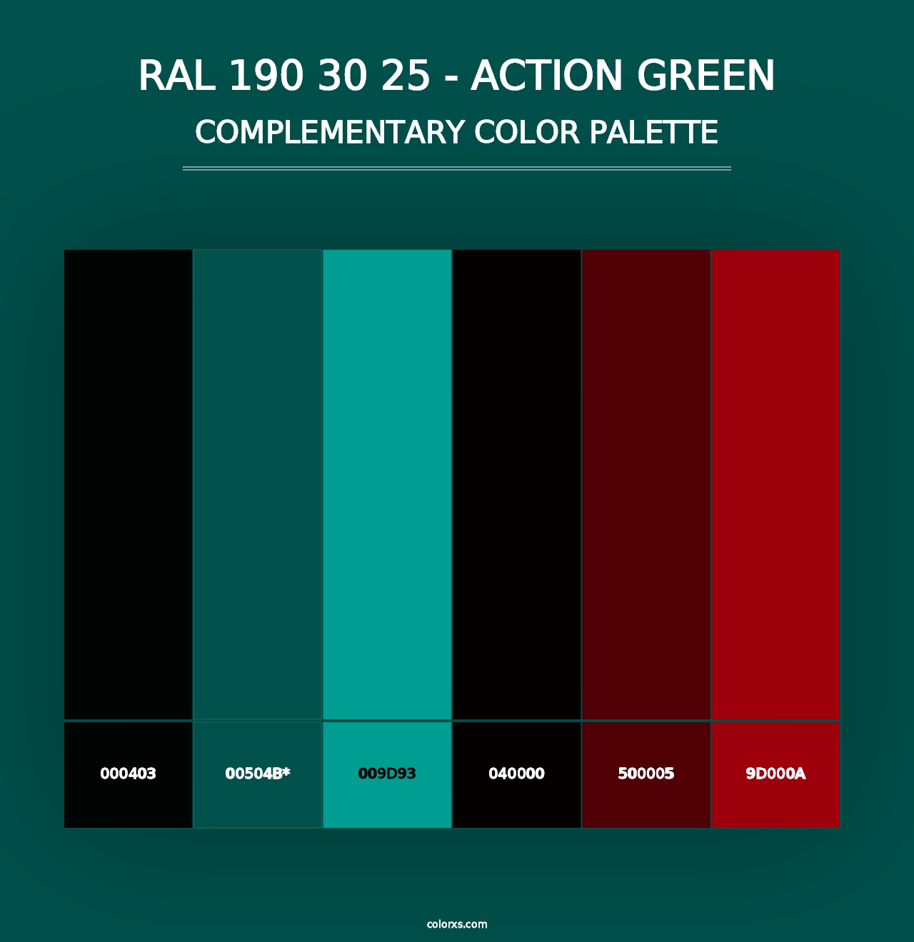 RAL 190 30 25 - Action Green - Complementary Color Palette