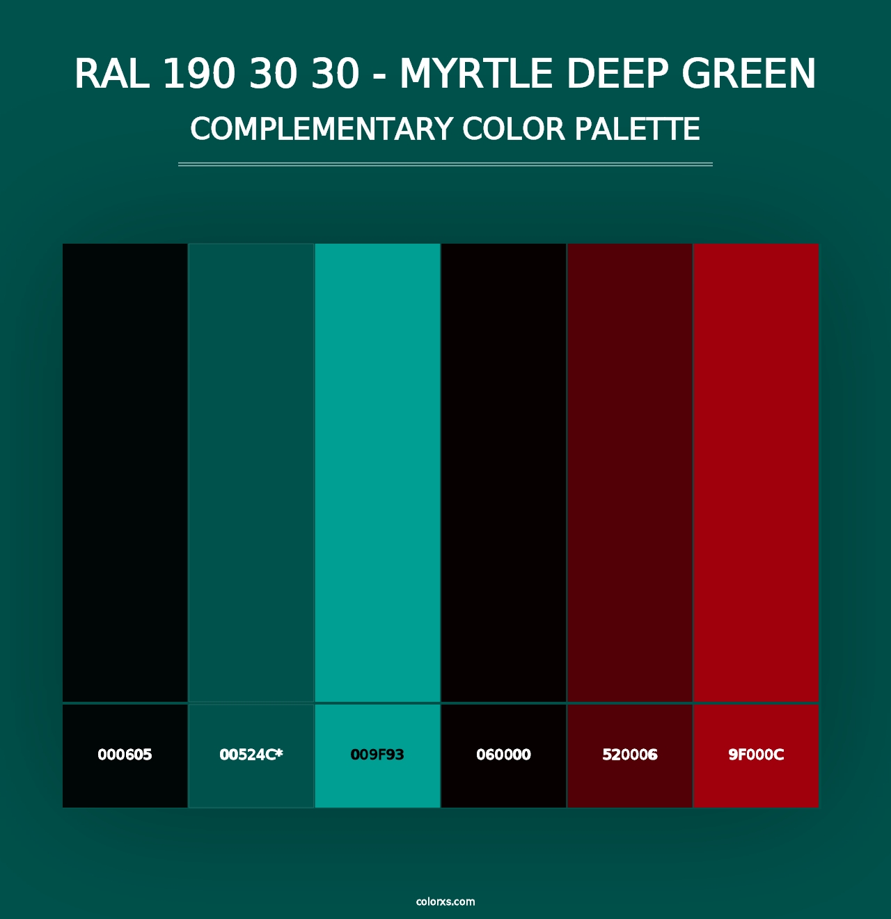 RAL 190 30 30 - Myrtle Deep Green - Complementary Color Palette