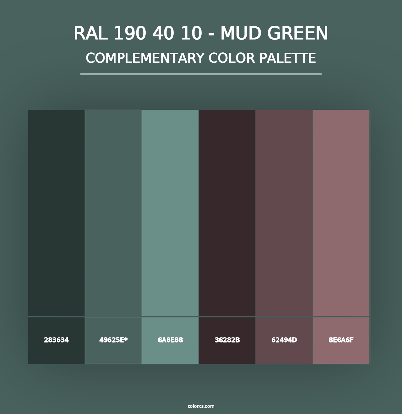 RAL 190 40 10 - Mud Green - Complementary Color Palette