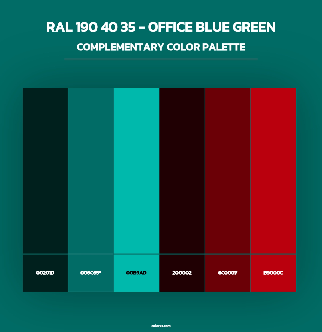 RAL 190 40 35 - Office Blue Green - Complementary Color Palette