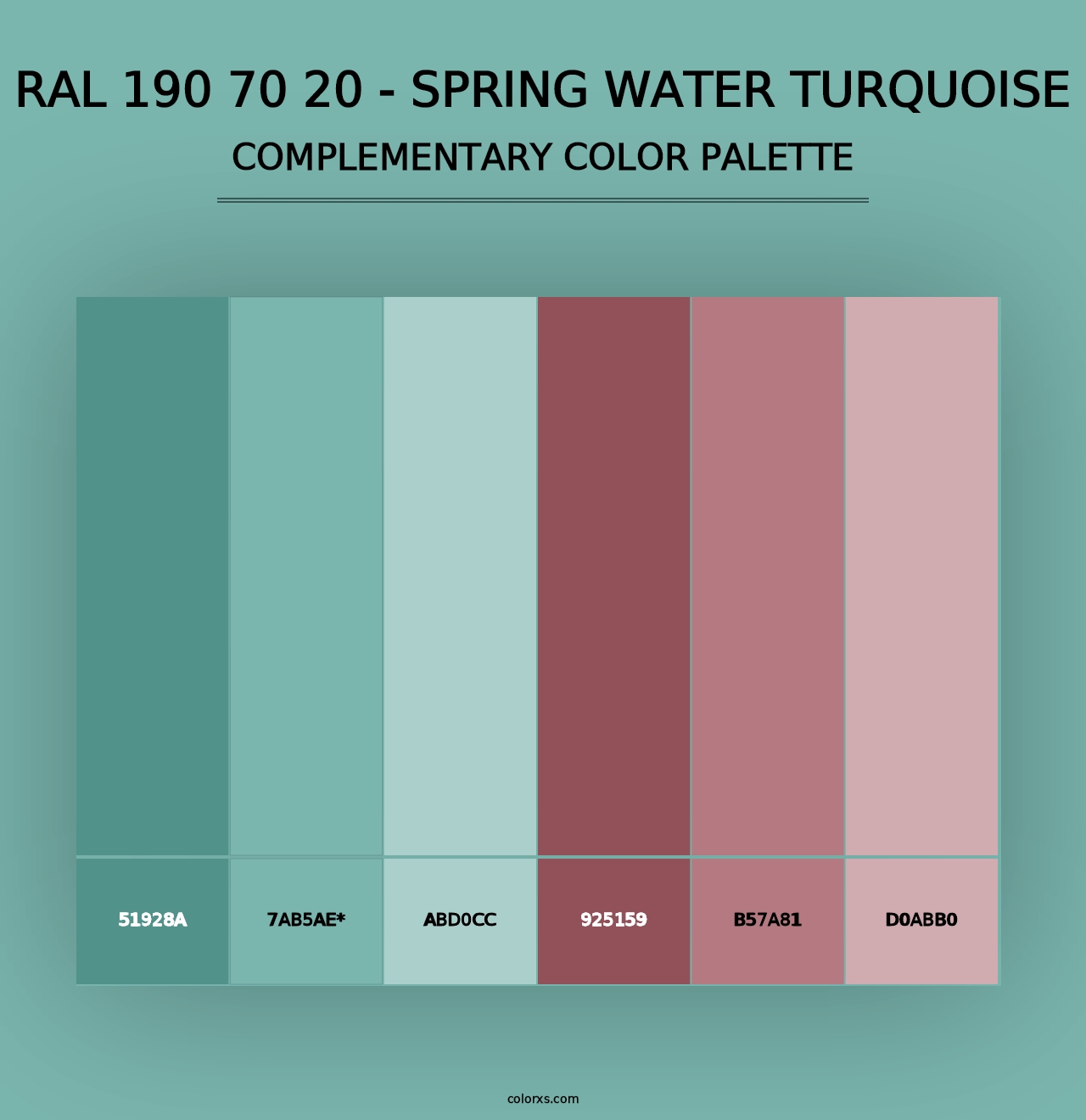 RAL 190 70 20 - Spring Water Turquoise - Complementary Color Palette