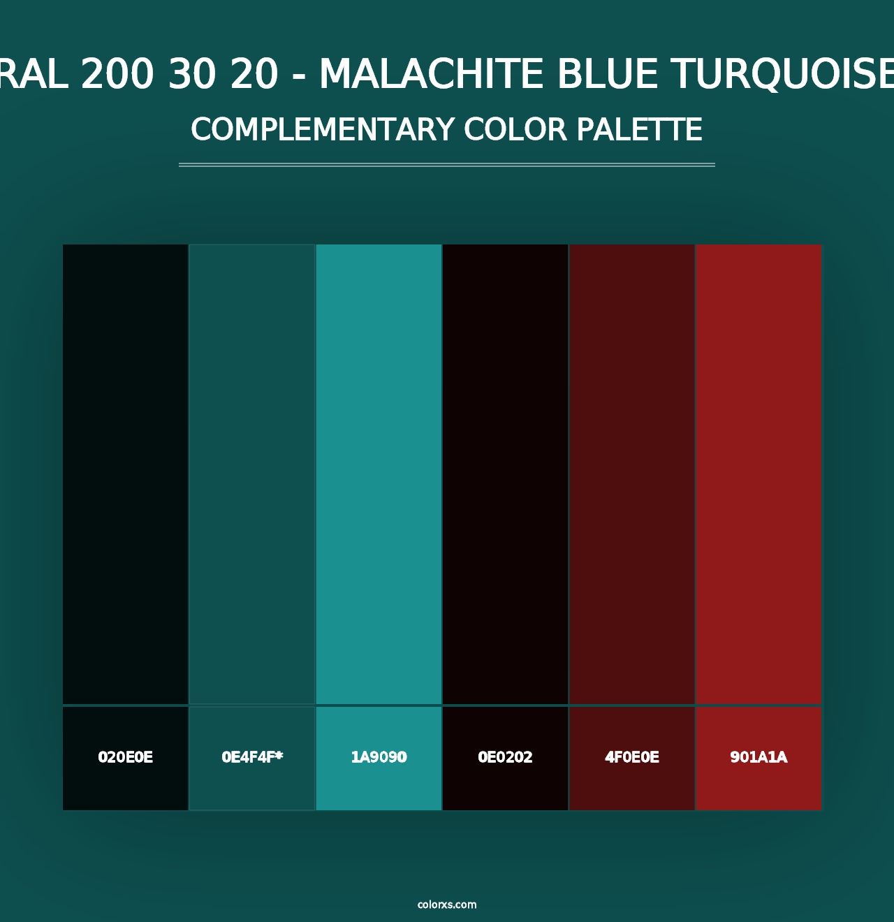 RAL 200 30 20 - Malachite Blue Turquoise - Complementary Color Palette