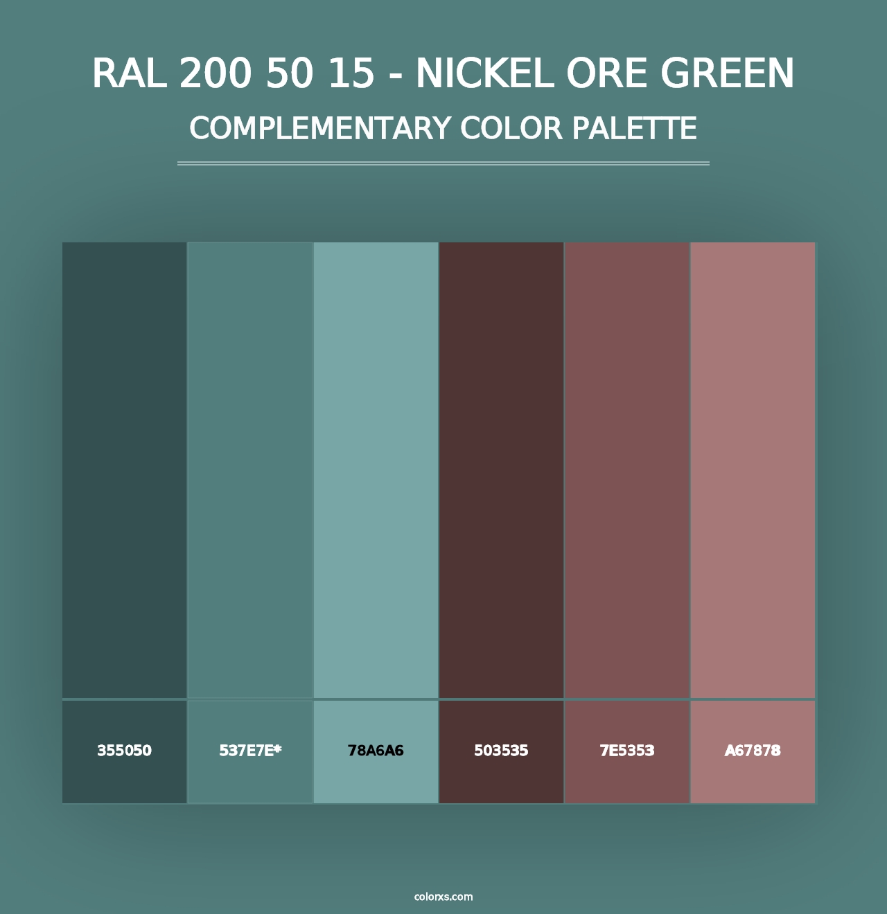 RAL 200 50 15 - Nickel Ore Green - Complementary Color Palette