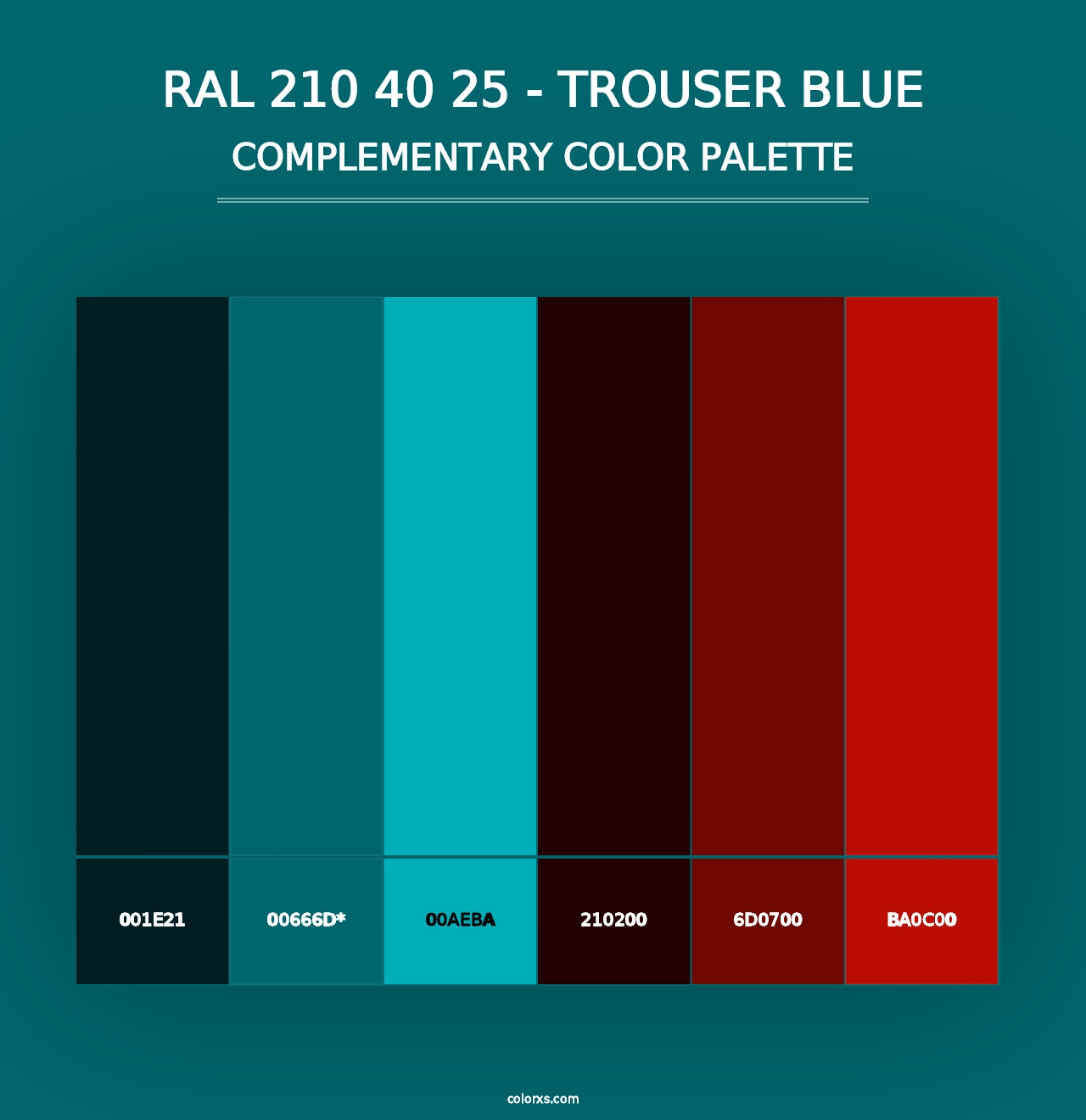 RAL 210 40 25 - Trouser Blue - Complementary Color Palette