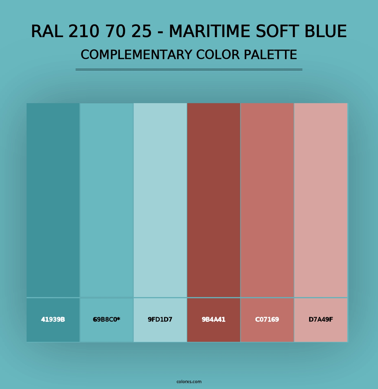 RAL 210 70 25 - Maritime Soft Blue - Complementary Color Palette