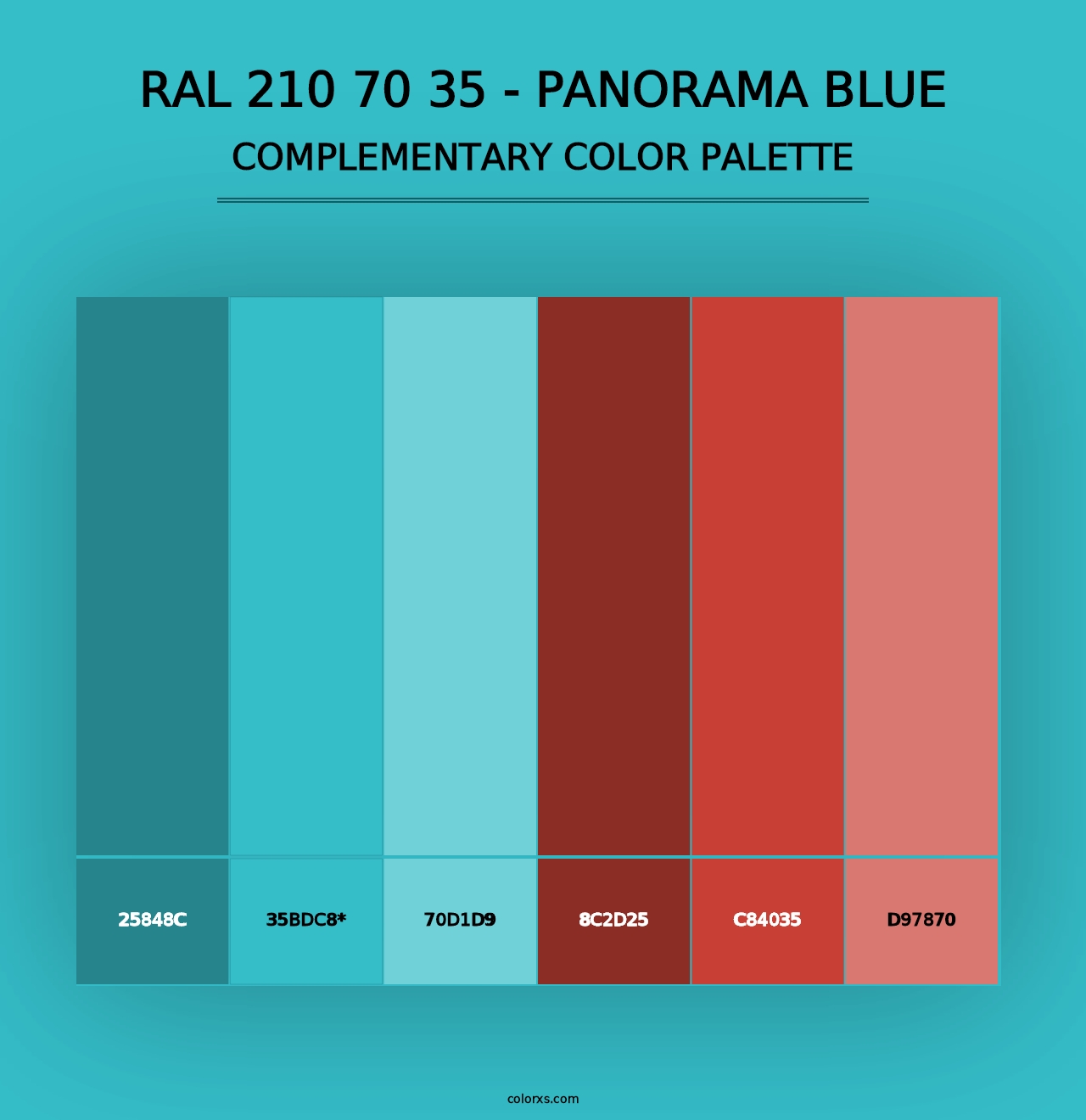 RAL 210 70 35 - Panorama Blue - Complementary Color Palette