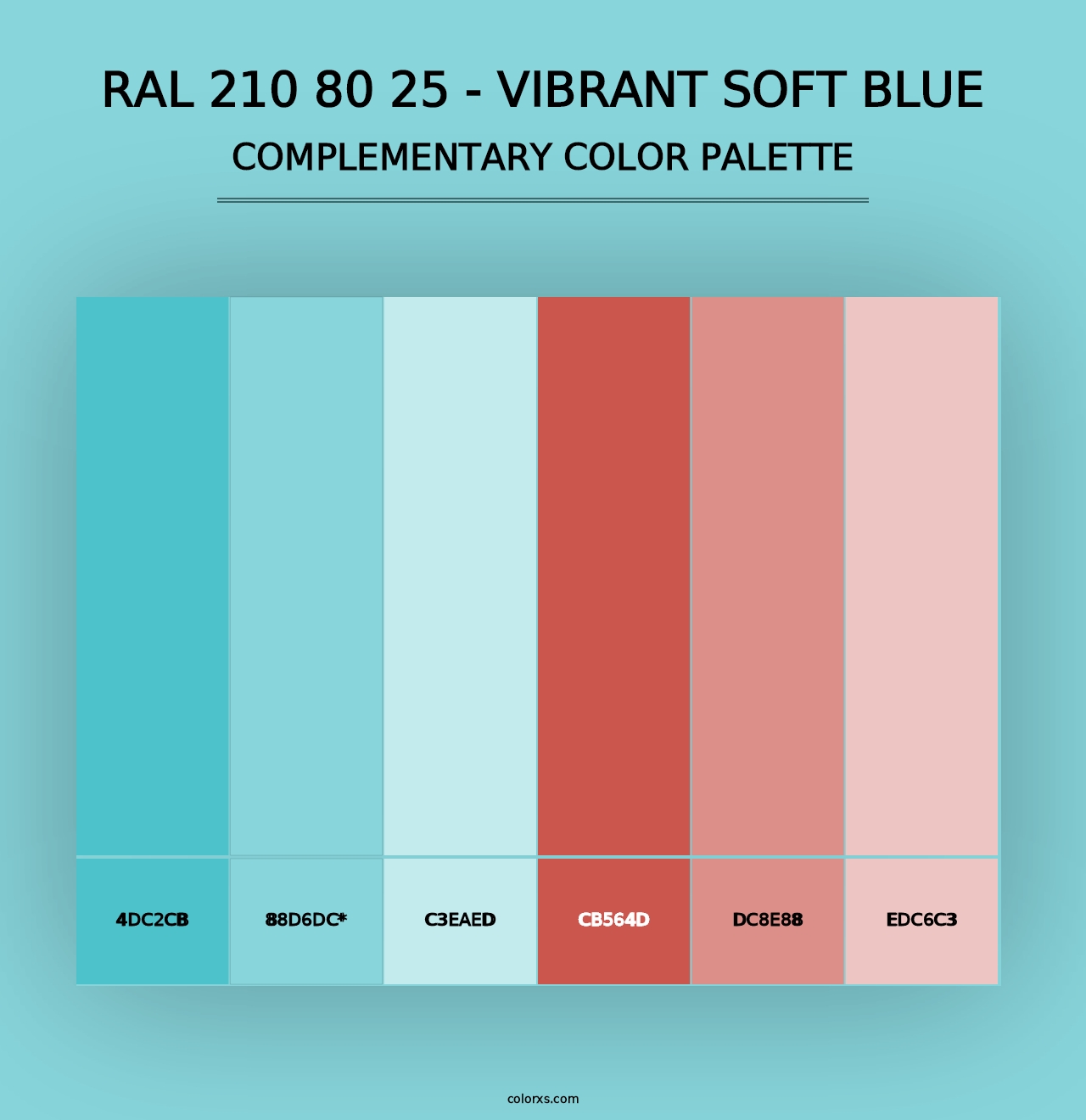 RAL 210 80 25 - Vibrant Soft Blue - Complementary Color Palette