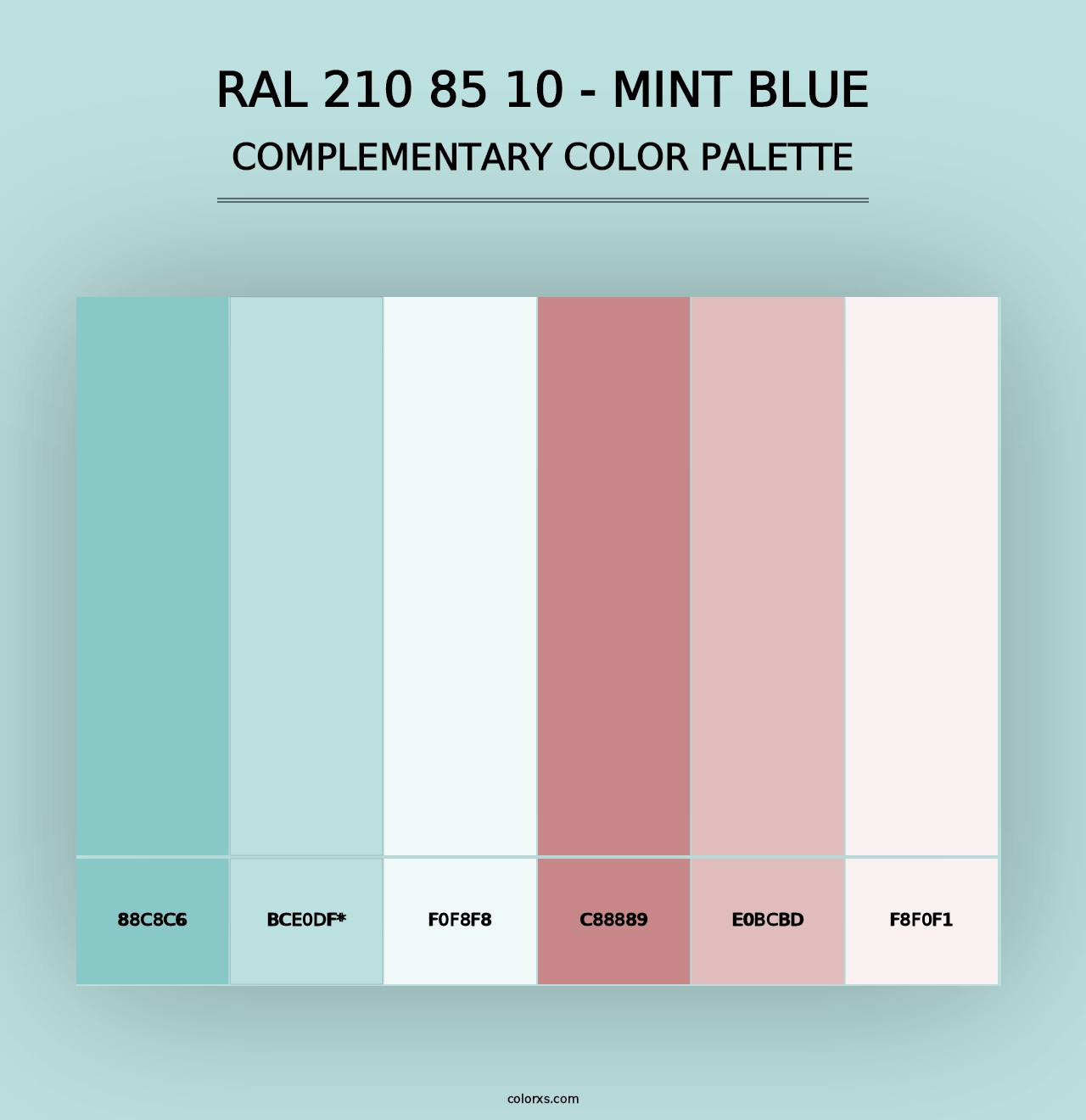 RAL 210 85 10 - Mint Blue - Complementary Color Palette