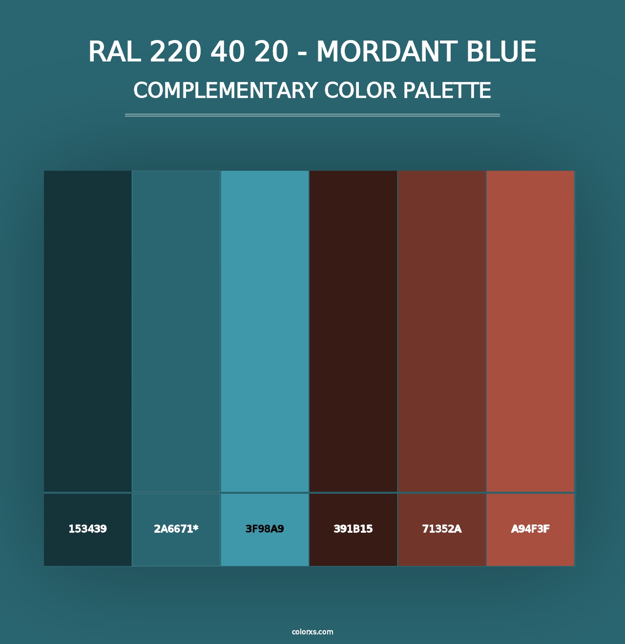 RAL 220 40 20 - Mordant Blue - Complementary Color Palette