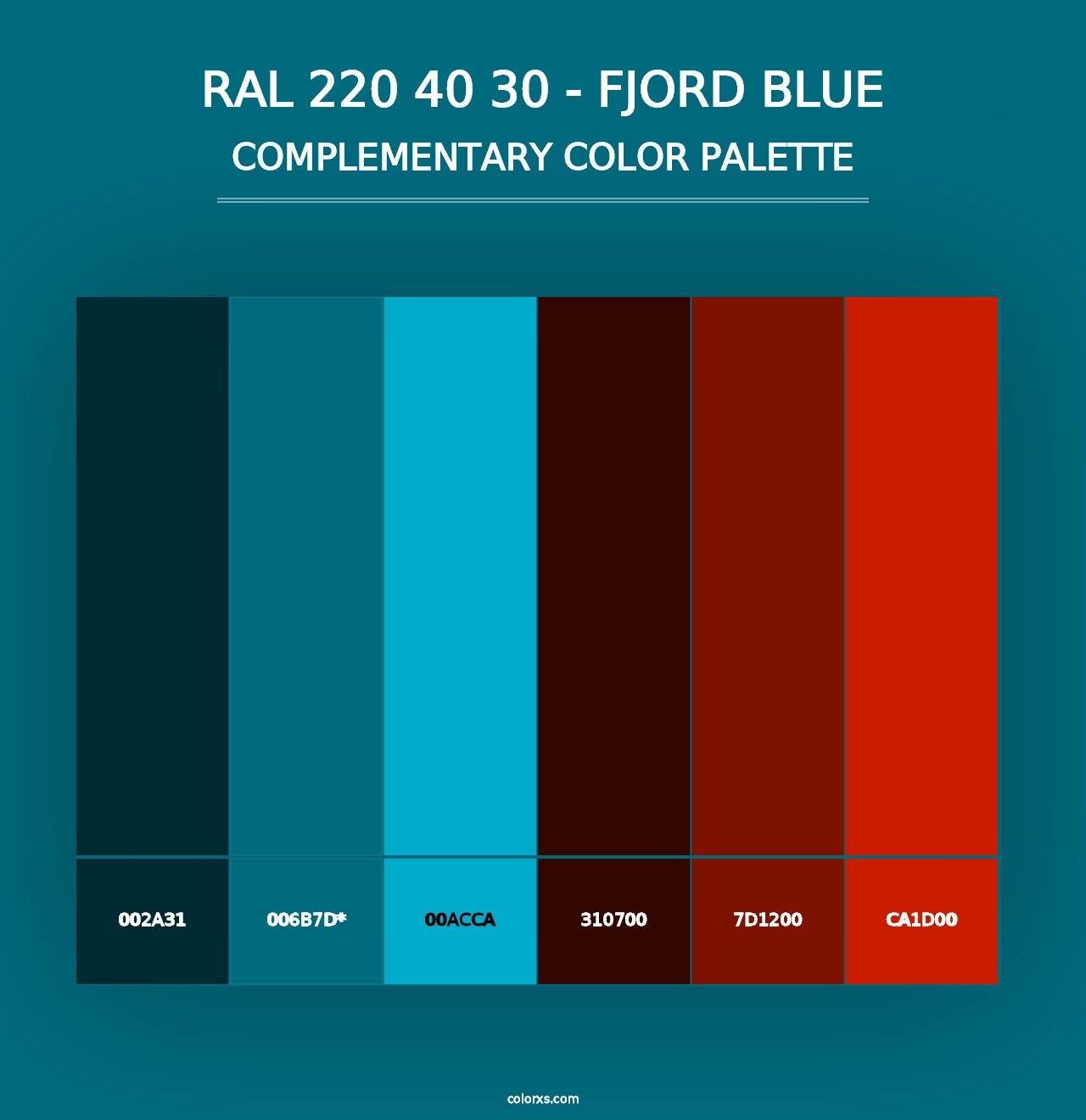 RAL 220 40 30 - Fjord Blue - Complementary Color Palette