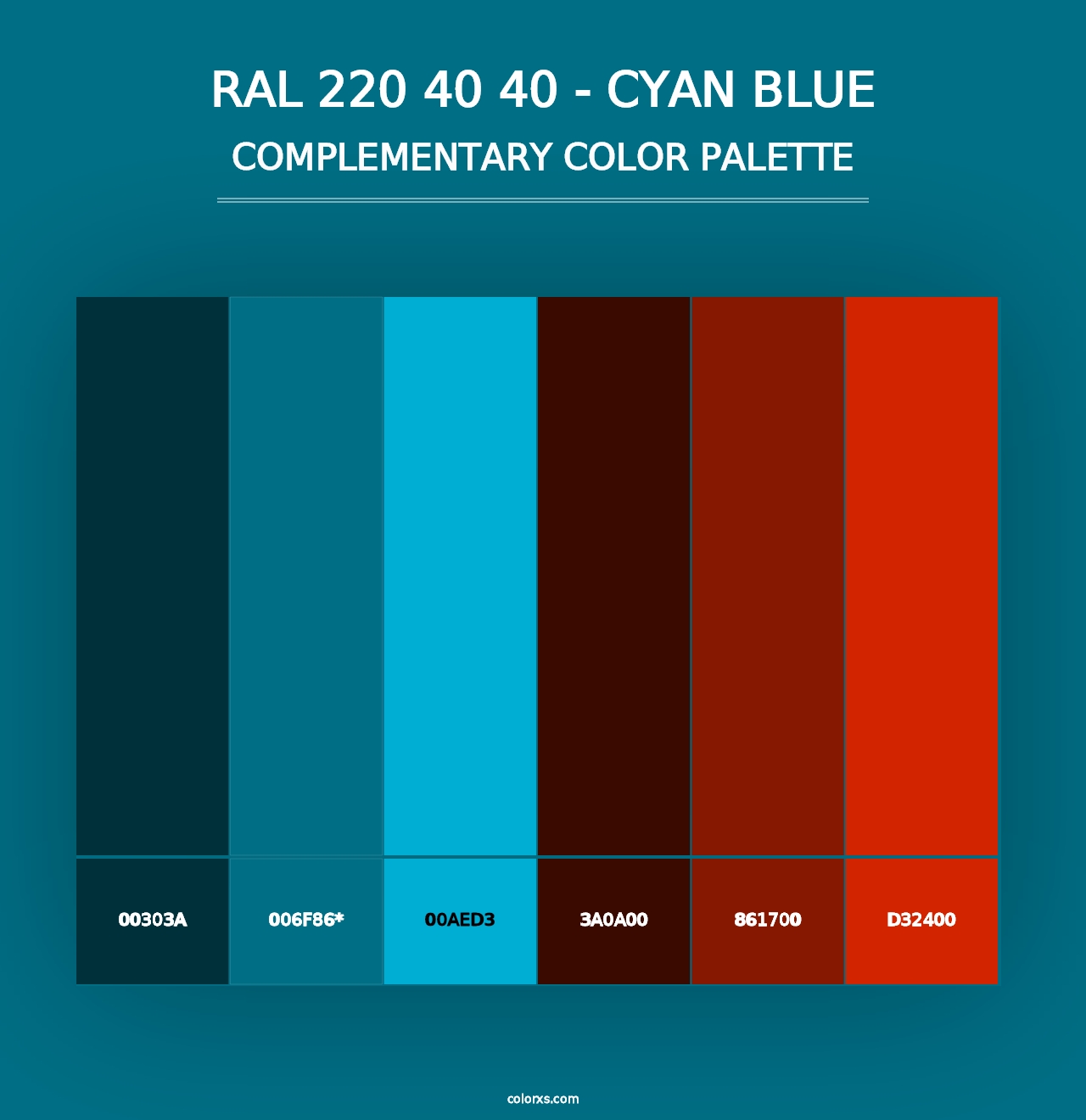 RAL 220 40 40 - Cyan Blue - Complementary Color Palette