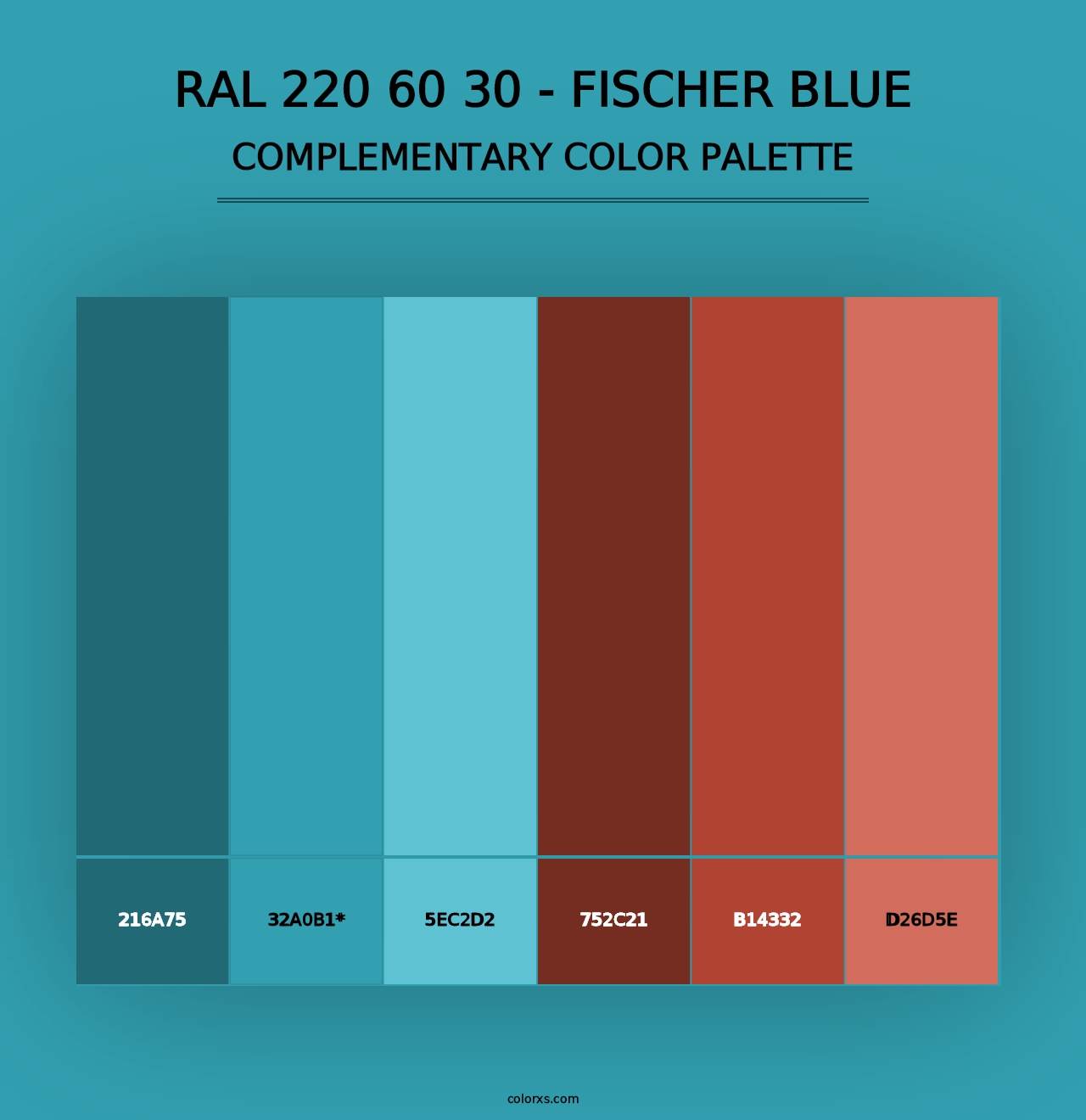 RAL 220 60 30 - Fischer Blue - Complementary Color Palette