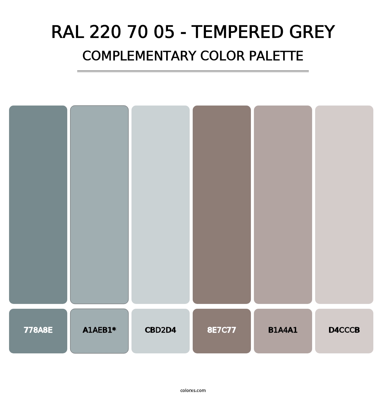 RAL 220 70 05 - Tempered Grey - Complementary Color Palette