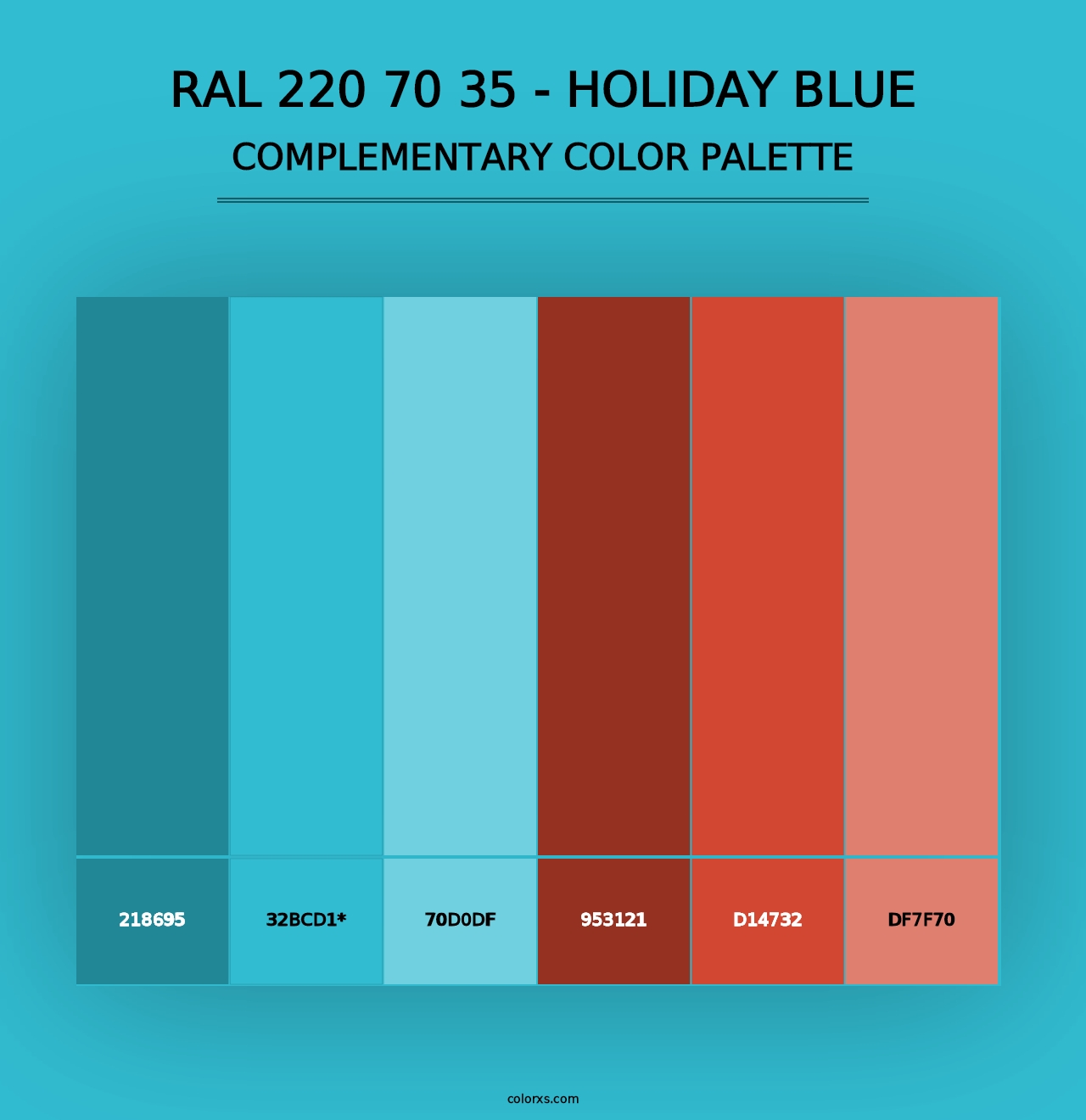 RAL 220 70 35 - Holiday Blue - Complementary Color Palette